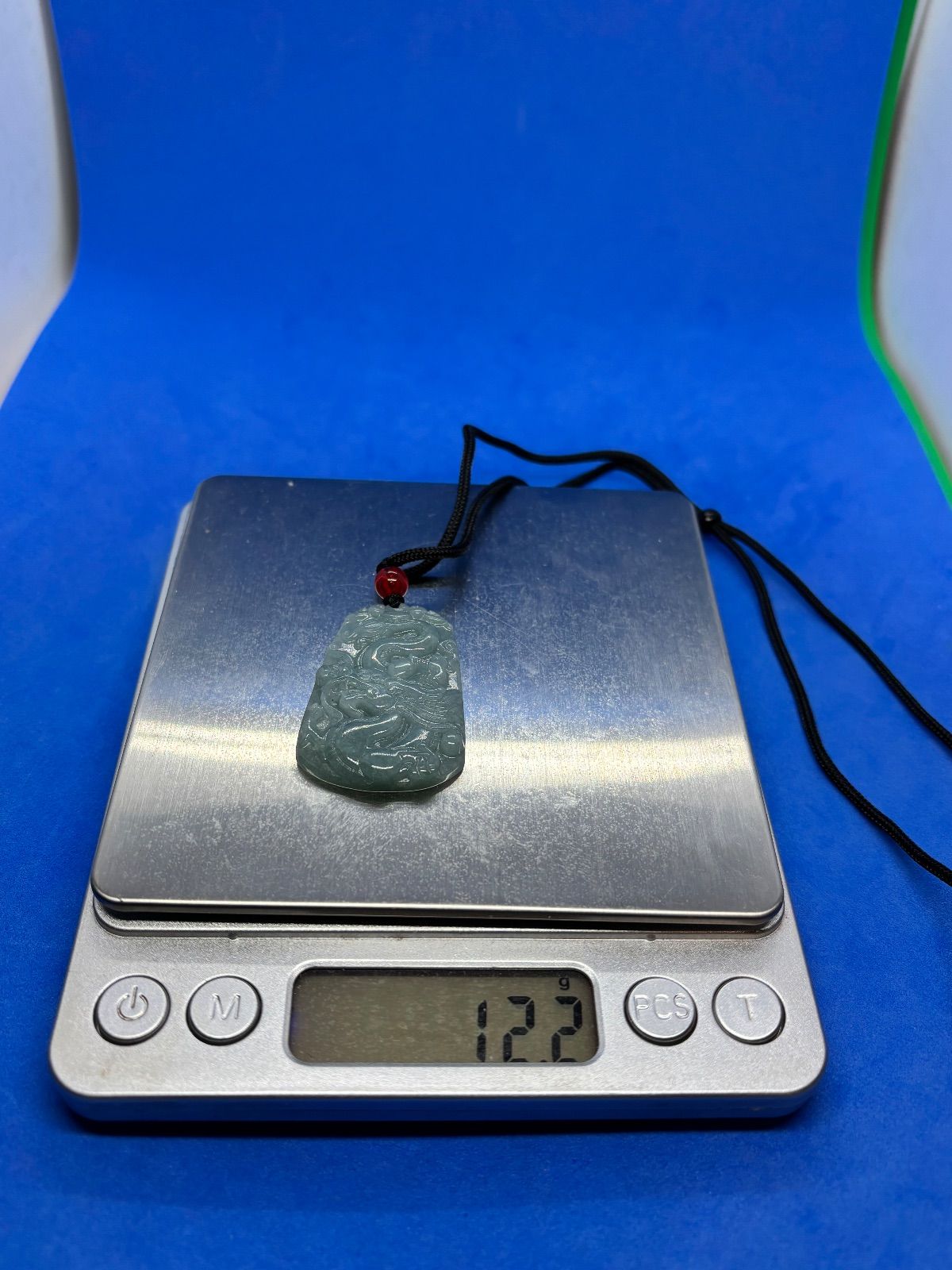 極美品 天然翡翠ヒスイ A商品 藍水龍牌ネックレス鑑定書付き5697-1/18