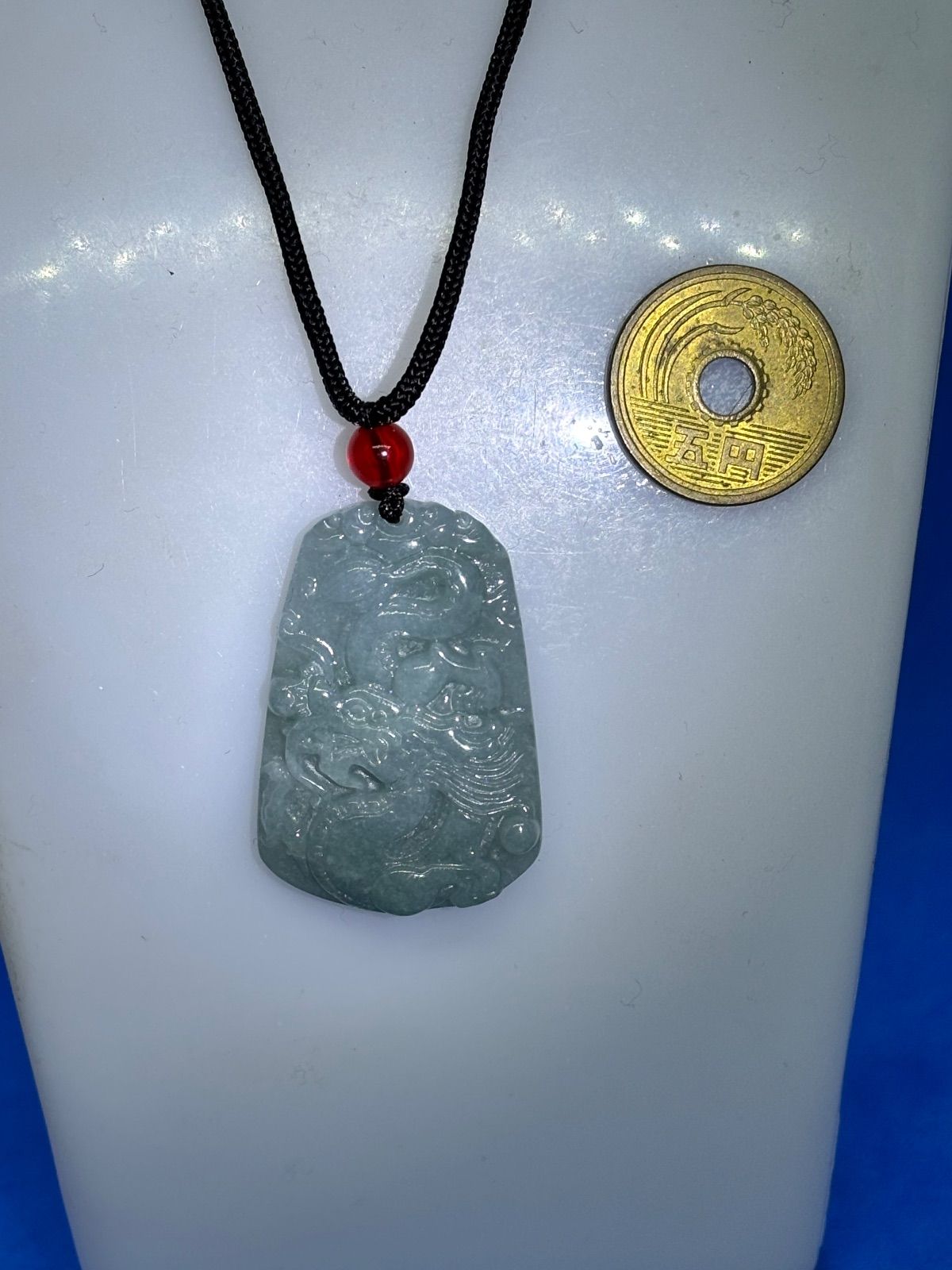 極美品 天然翡翠ヒスイ A商品 藍水龍牌ネックレス鑑定書付き5697-1/18