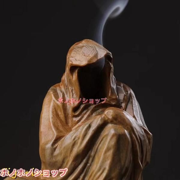 木彫り仏像 達磨大師坐像 12cm 天然木製(?檀木)高級木彫り 達磨像香炉