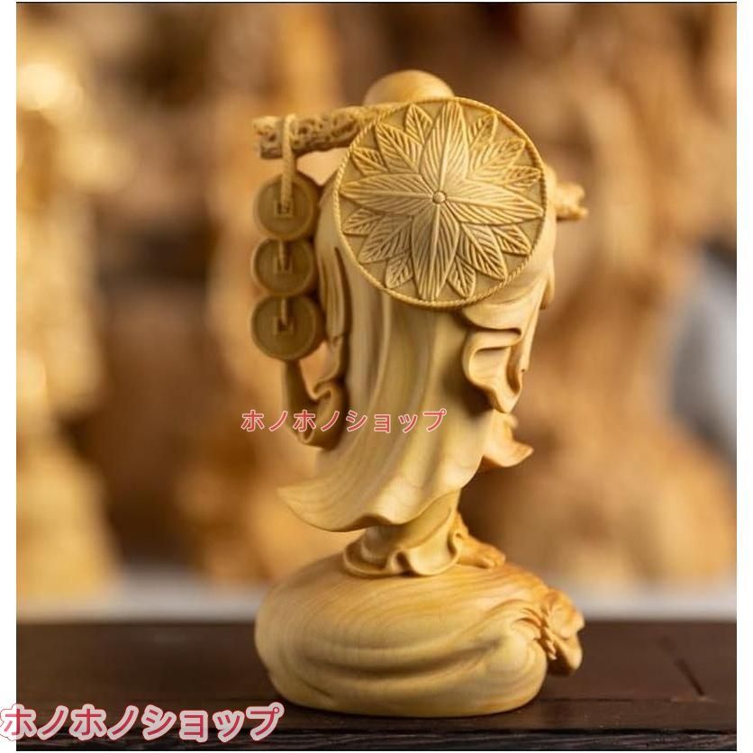 仏像 木彫り 布袋様の置物 高級天然ツゲ木彫り 仏像 布袋様の笑顔