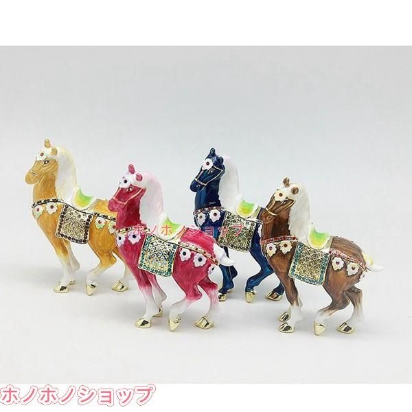 クリスタル合金製動物 馬 置物 風水グッズ トリンケットボックス