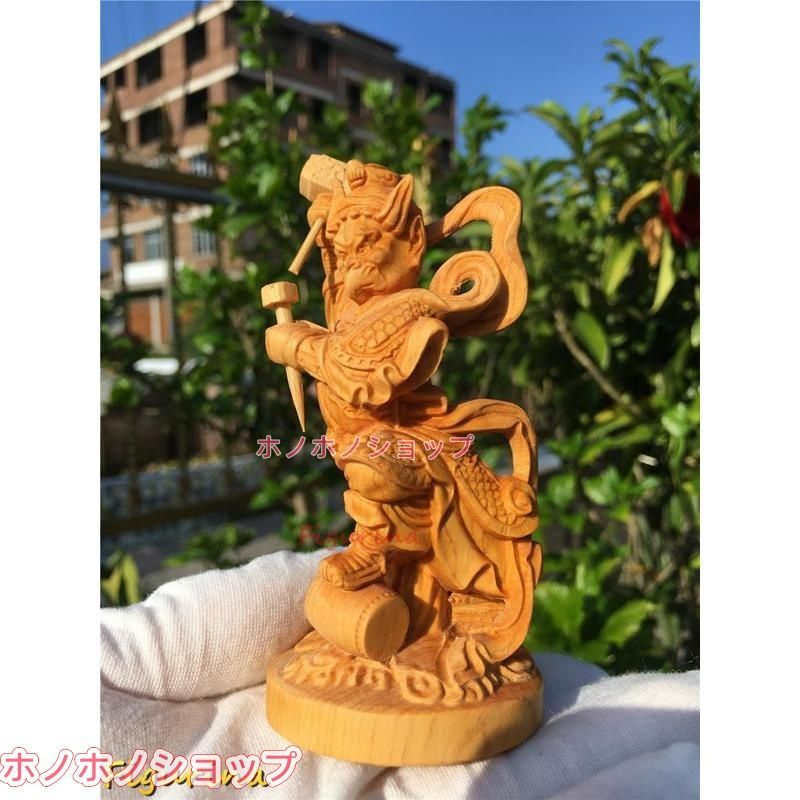 烏天狗 木彫り諸天神総高10cm 天然木 崖柏製 木製仏像 烏天狗 木彫り諸