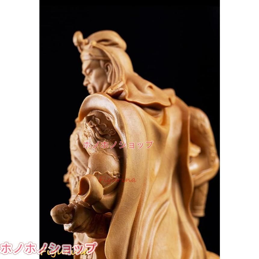 置物 木彫り 三国志 関羽 雲長 関羽像 武財神 仏像 フィギュア 青龍 