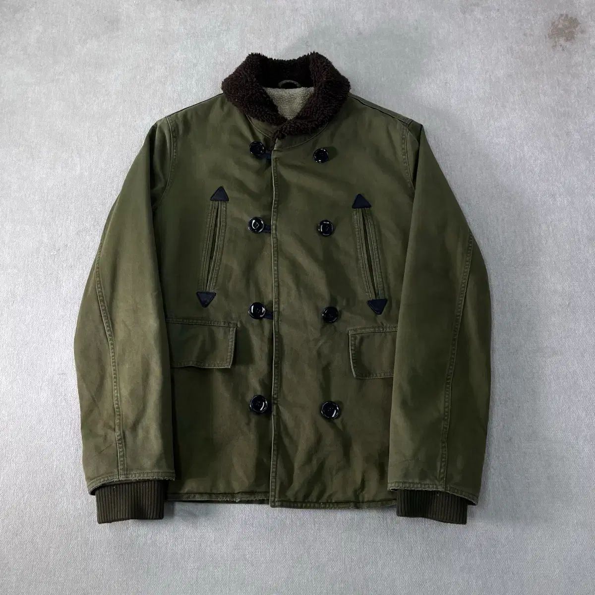 100 ポロラルフローレン ジーンズ ディストレスト オリーブ シアリング シェルパ ジャケット