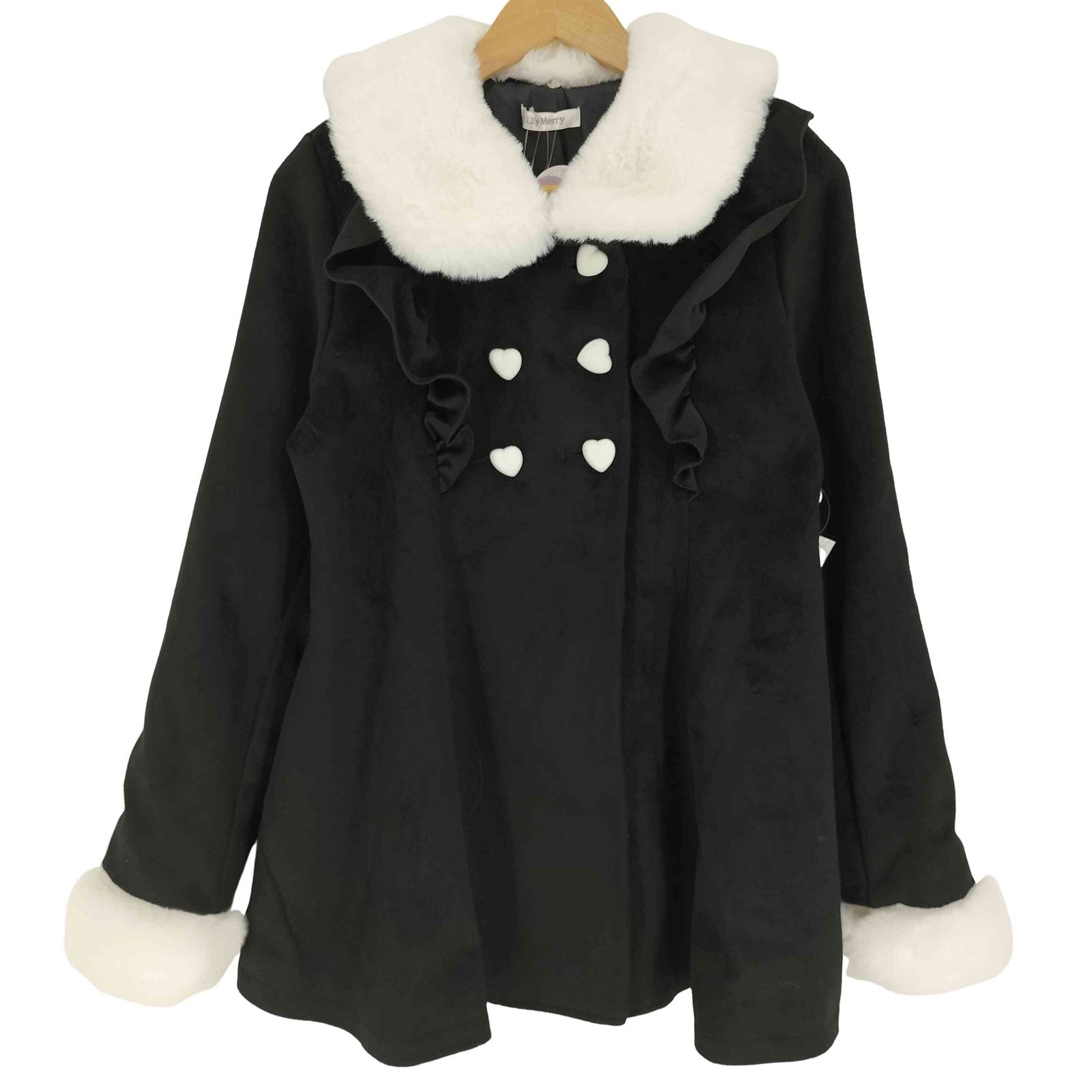 ユーズドフルギ USED古着 しまむら モエニャ ハートボタンフリルコート