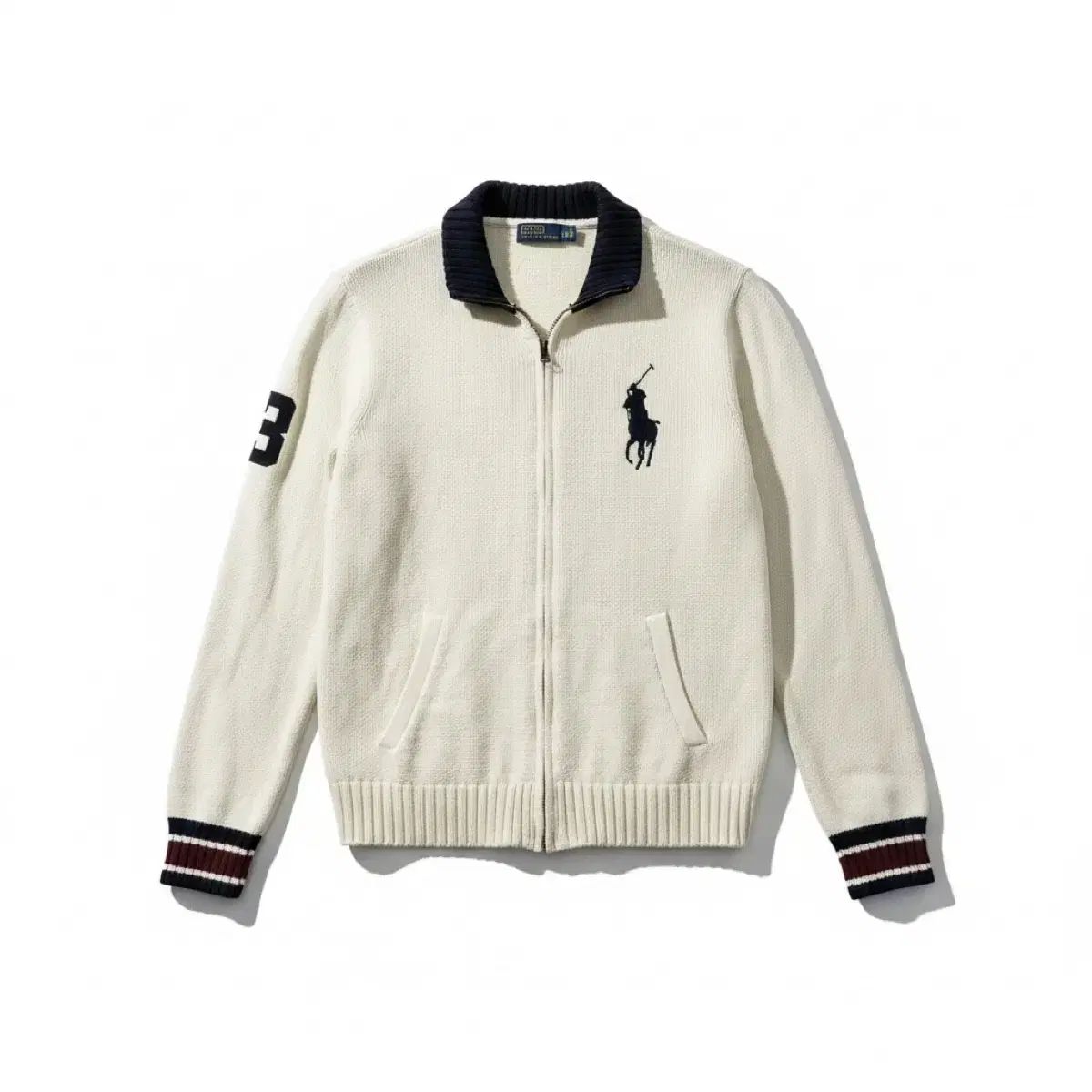 ポロラルフローレン アイボリー ニット ジップアップ カーディガン