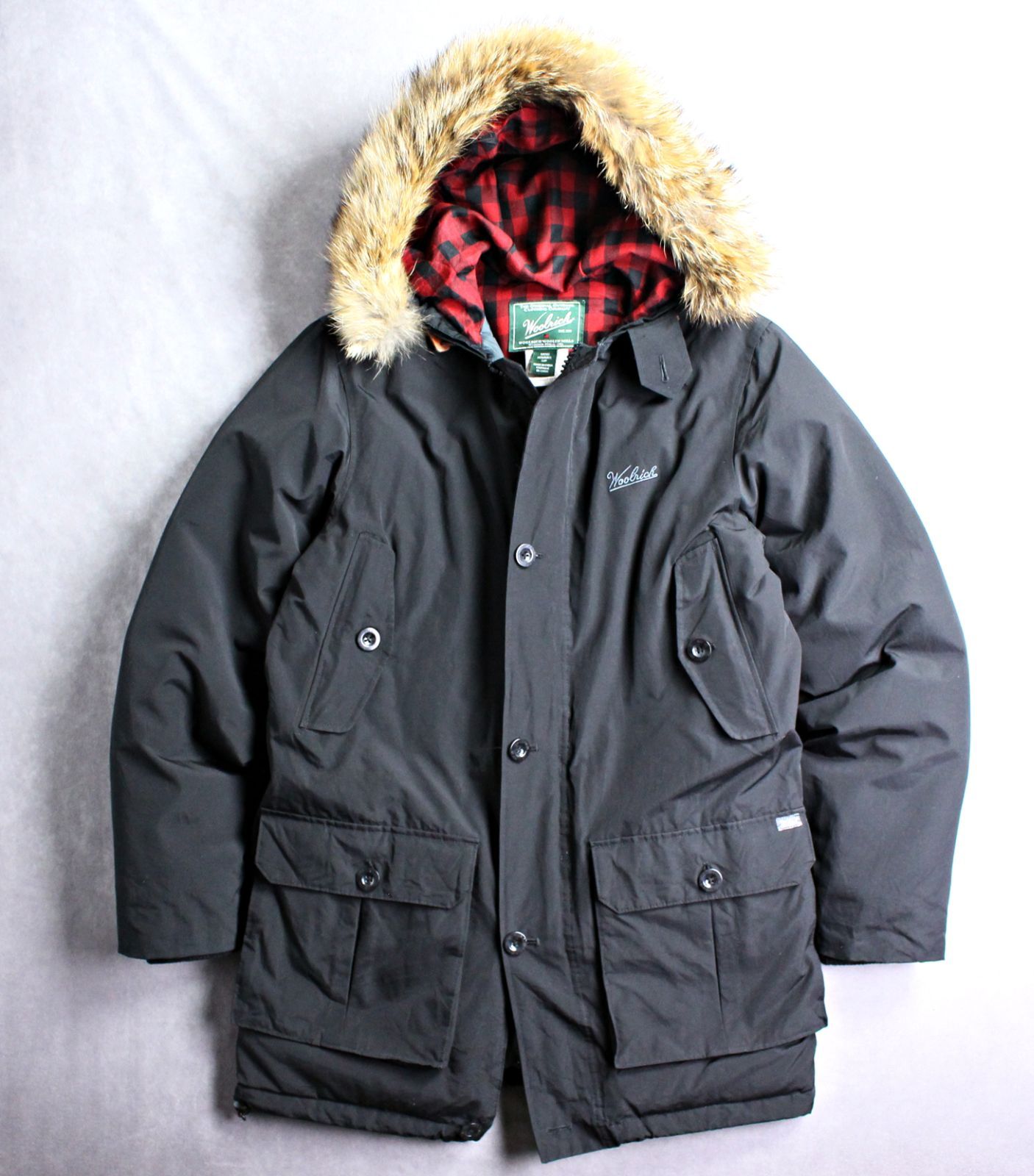 WOOLRICH WOOLEN MILLS ウールリッチ コヨーテファー ロクヨンクロス アークティックパーカー ダウンジャケット ブラック Sサイズ