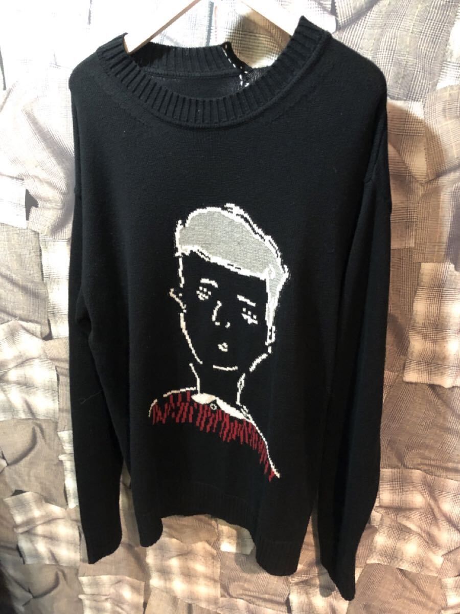 福岡 kudos 23 ss soduk wear! フェイス ジャガード ニット クードス アクリル コットン ブラック FK