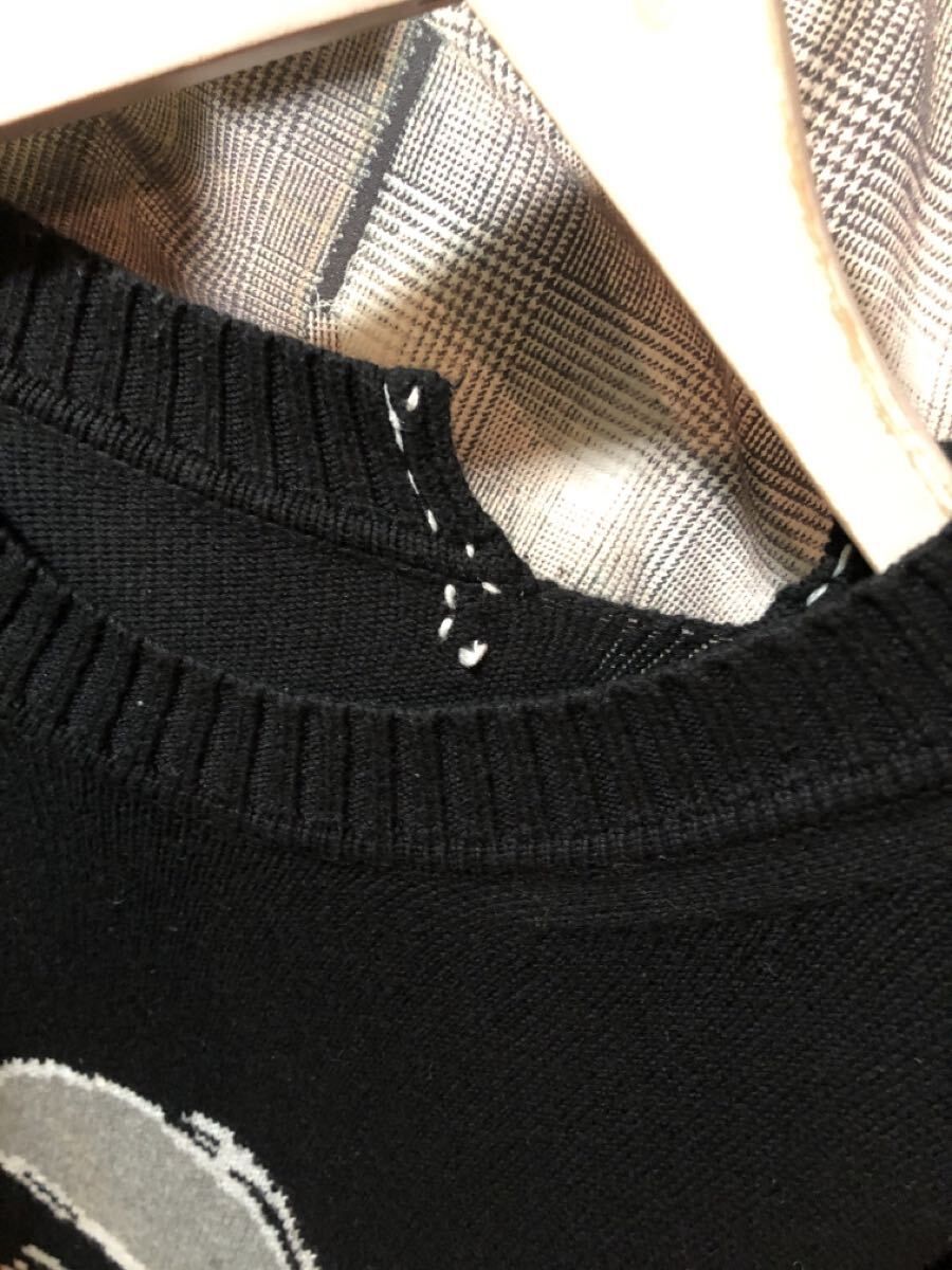 福岡 kudos 23 ss soduk wear! フェイス ジャガード ニット クードス アクリル コットン ブラック FK