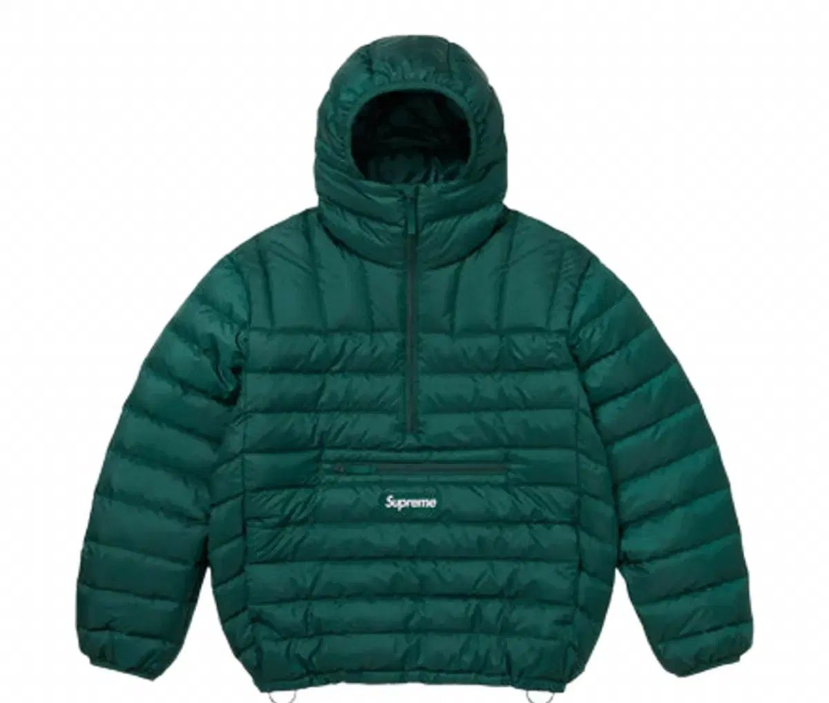 シュプリーム マイクロ ダウン ハーフジップアップ ダークグリーン XL