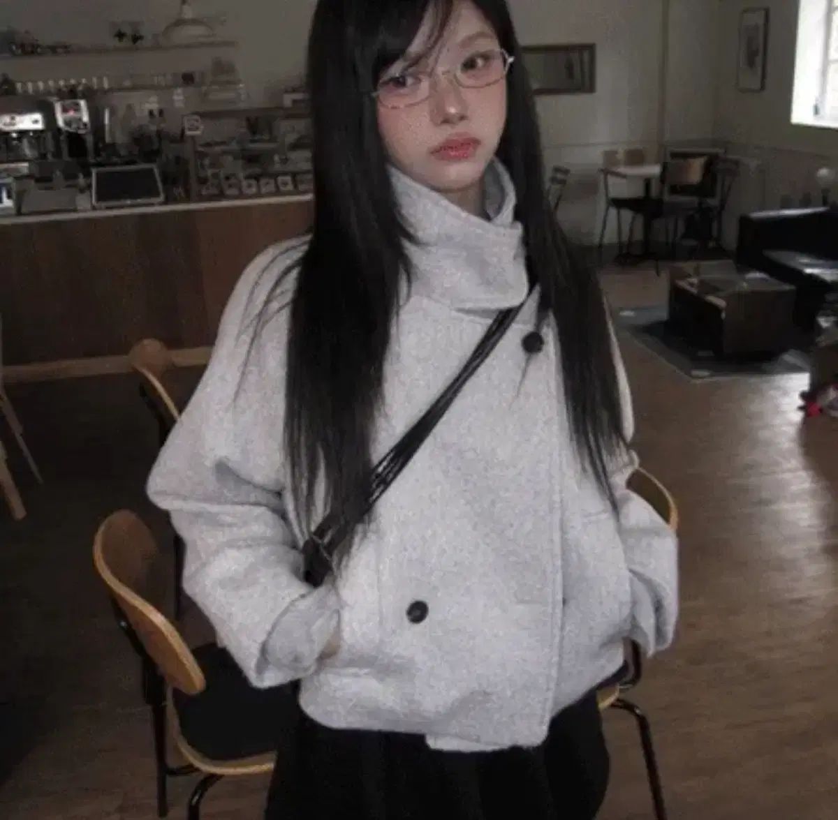 エイブリー ジグザグ modimood ロゼ ブークレ ダブル ハイネック ショート コート