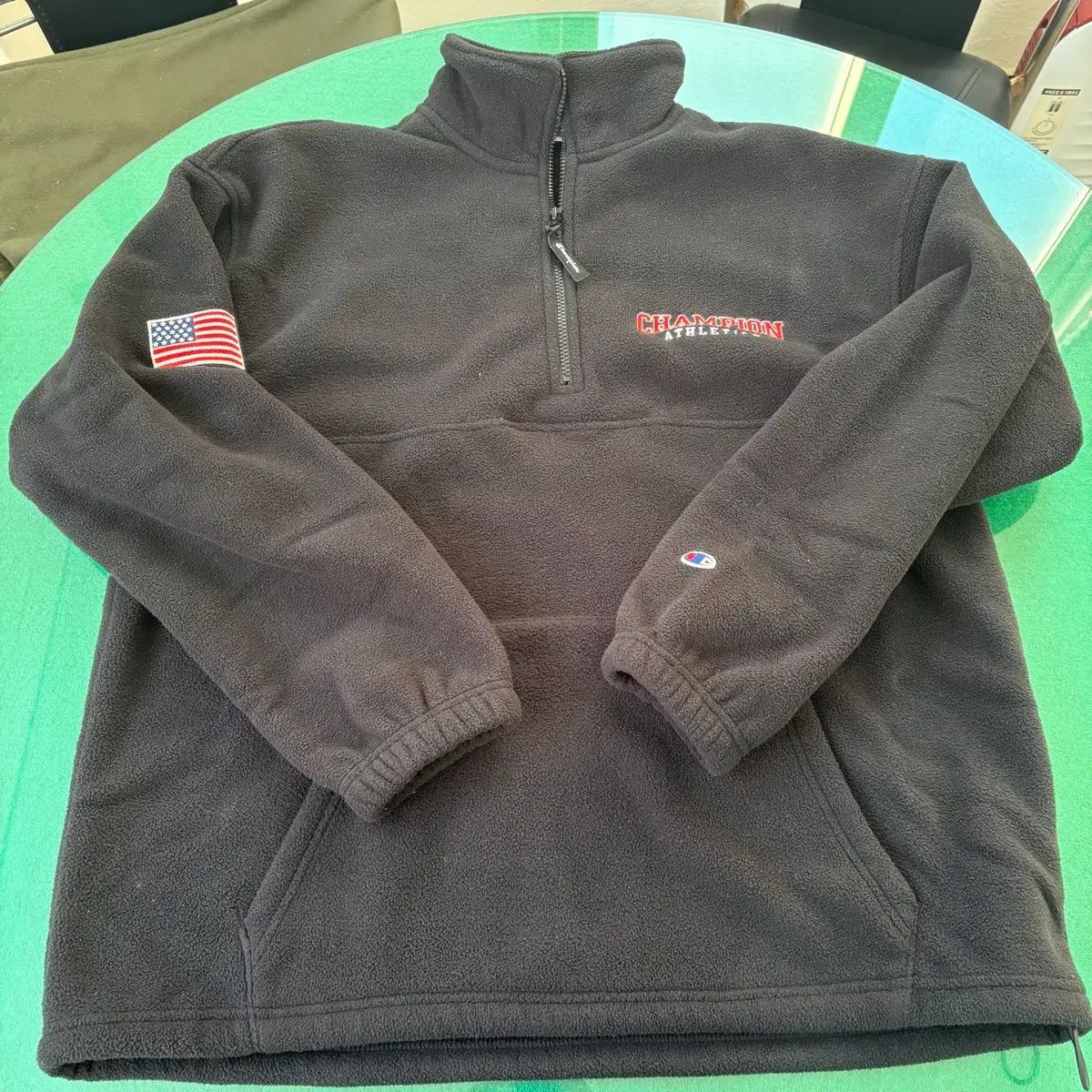チャンピオン USA フリース ハーフジップアップ ブラック