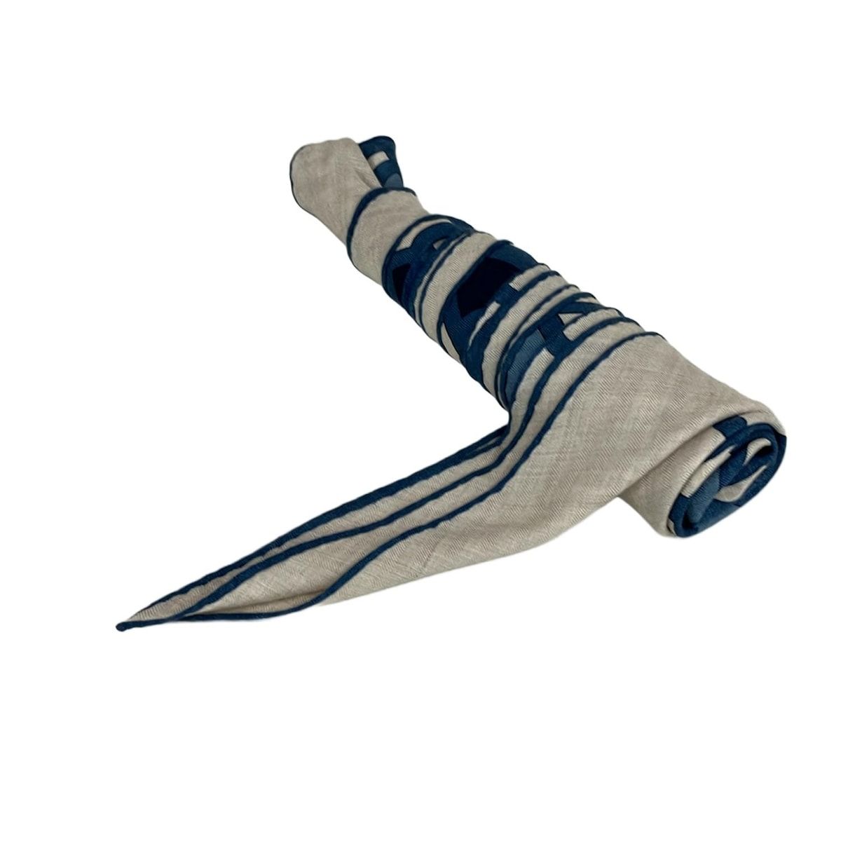 HERMES エルメス ストール ショール ロサンジュ グレーベージュ×ネイビー×マルチ シェーヌダンクル柄|ひし形 カシミヤ シルク