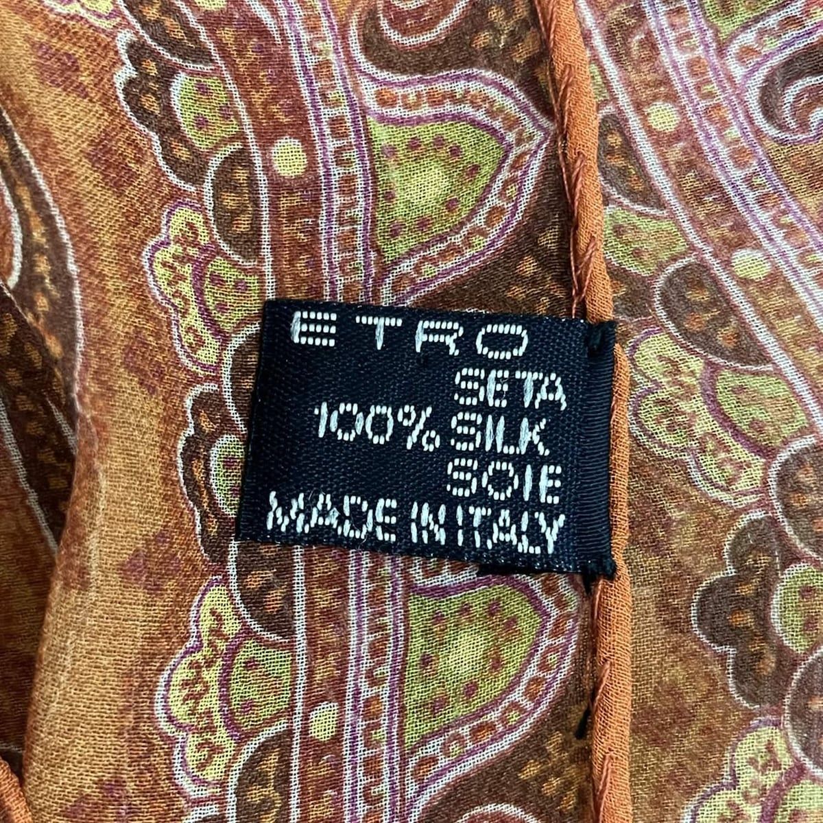 ETRO(エトロ) ストール(ショール)美品 - オレンジ×ダークブラウン
