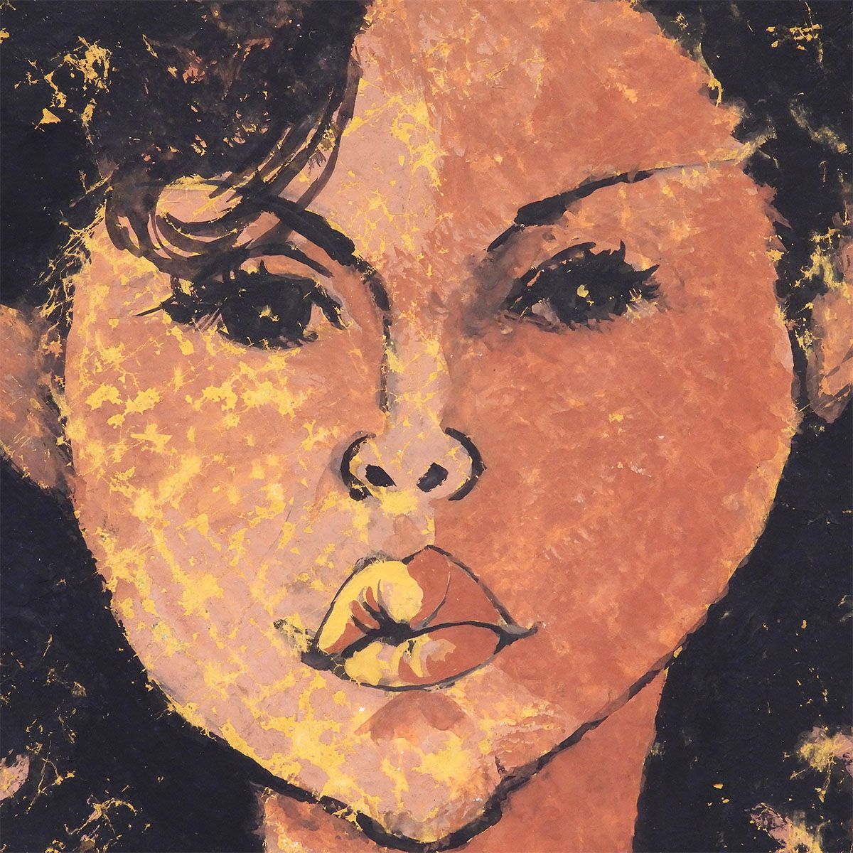 中村直人 女の顔 紙にグワッシュ6号 人物画 女性像 美人画 代表的