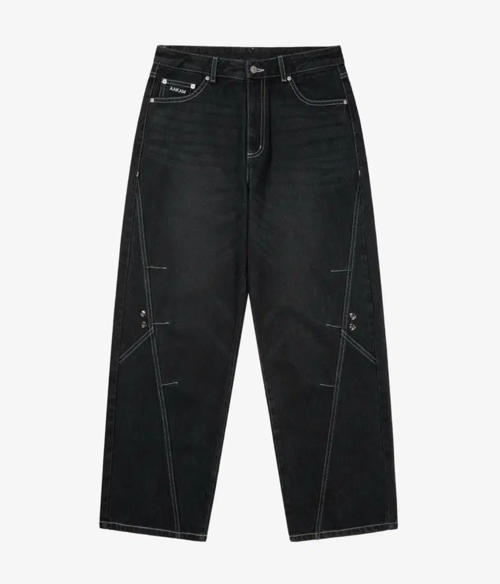 アッカム ズボン Incision Eyelet Washed Denim Pants