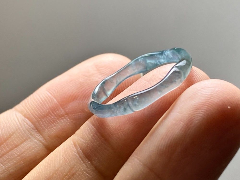 L15-215 高氷種 竹節 リング 水色青花 15.0号 グアテマラ産 A貨 本翡翠