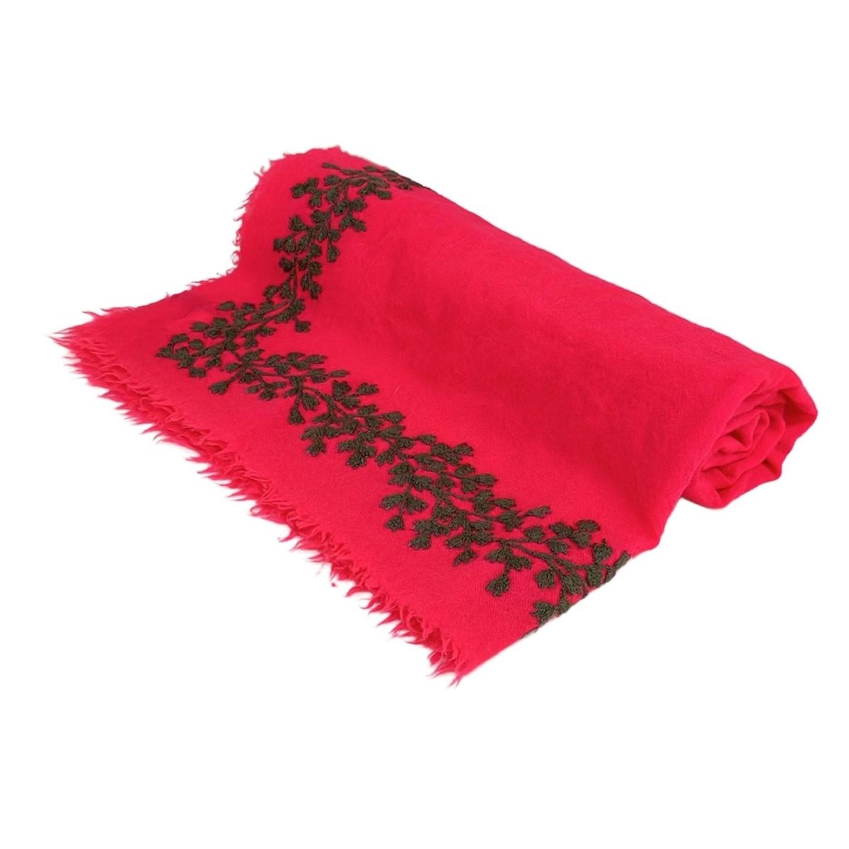 tricot COMMEdesGARCONS トリココムデギャルソン ストール ショール - ピンク×ダークグレー 刺繍|フリンジ ウール