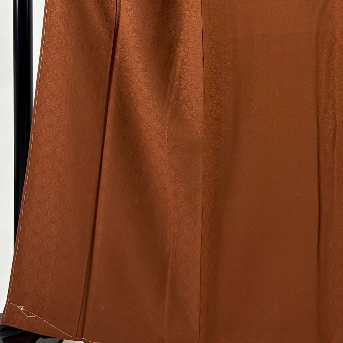 小紋 身丈161.5 cm 裄丈69 L 袷 地紋 赤茶 正絹 秀品 一つ紋