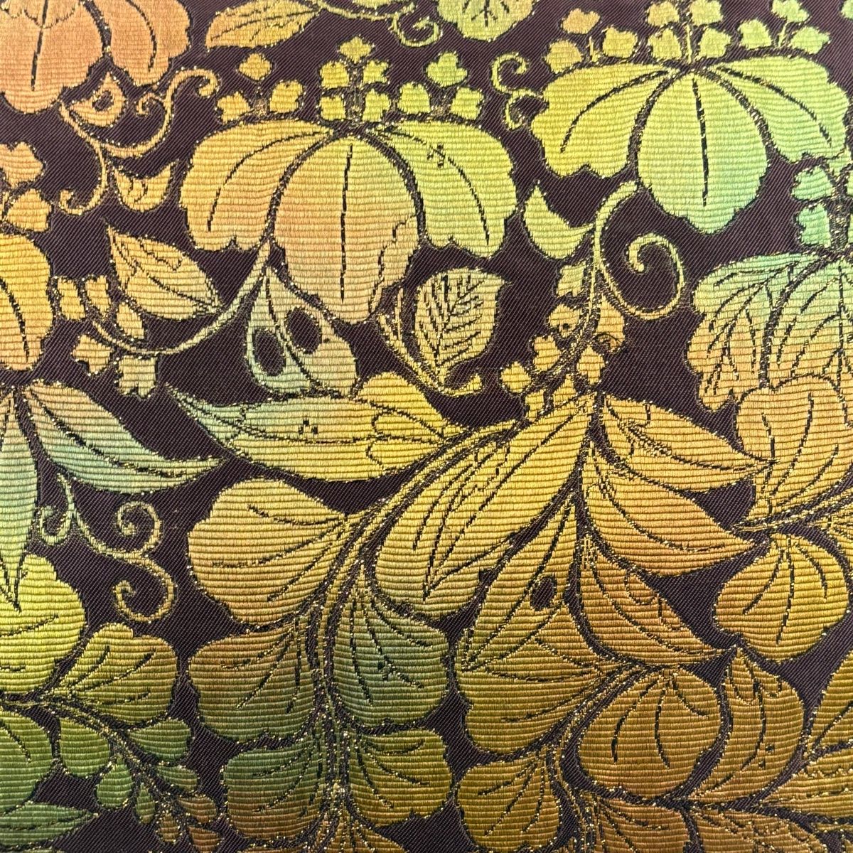 美品】 袋帯 秀品 優彩辻が花 桐 桜 箔 茶紫 六通 正絹 【中古