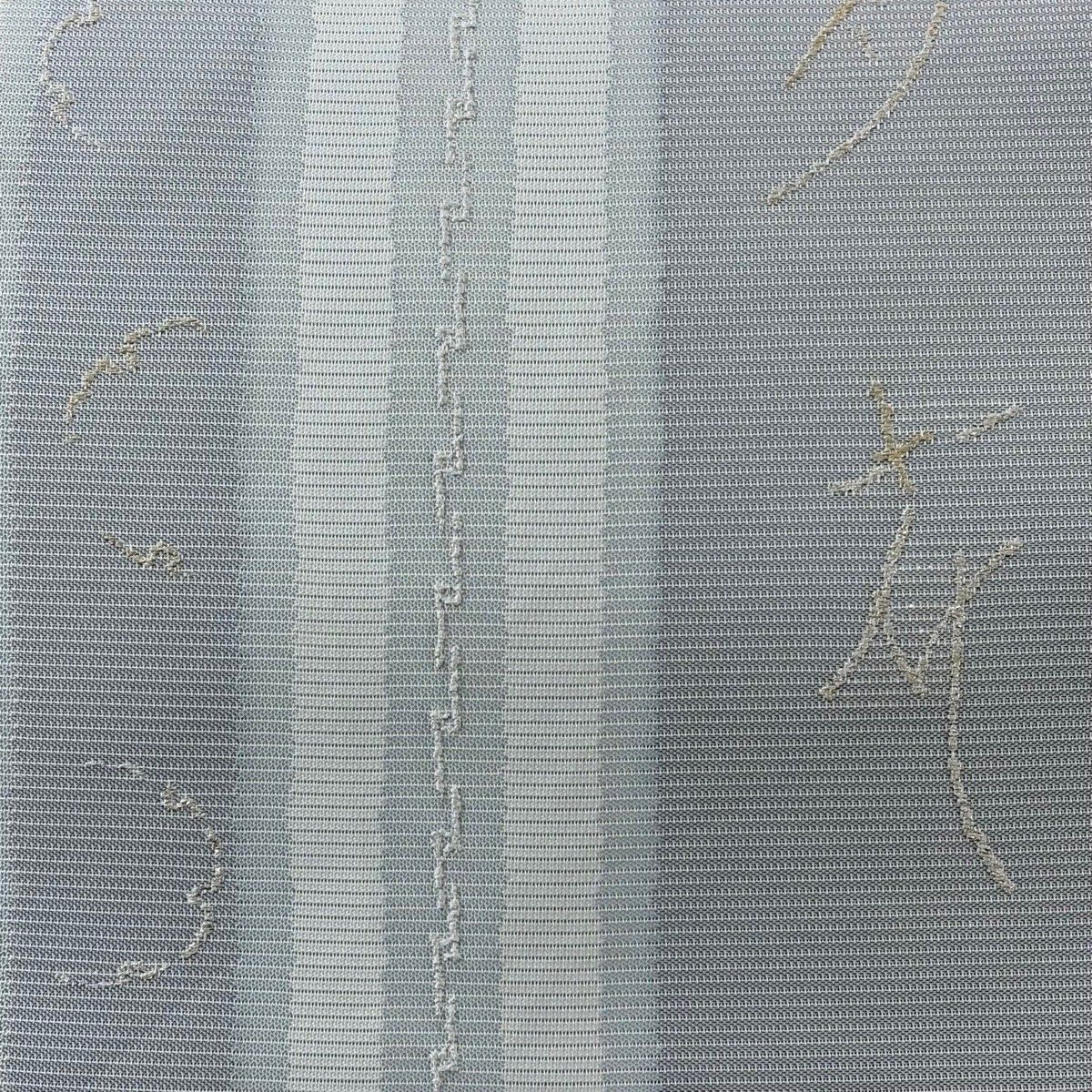 袋帯 秀品 夏帯 絽 献上雪月花 雪輪 箔 青灰色 お太鼓柄 正絹