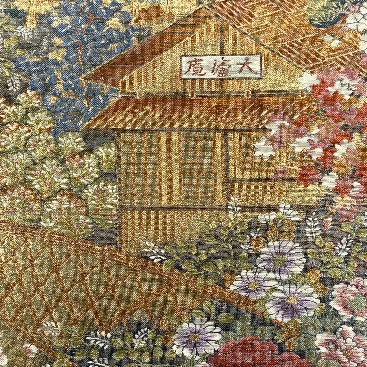 袋帯 秀品 京洛百景 金糸 箔 金色 六通 正絹