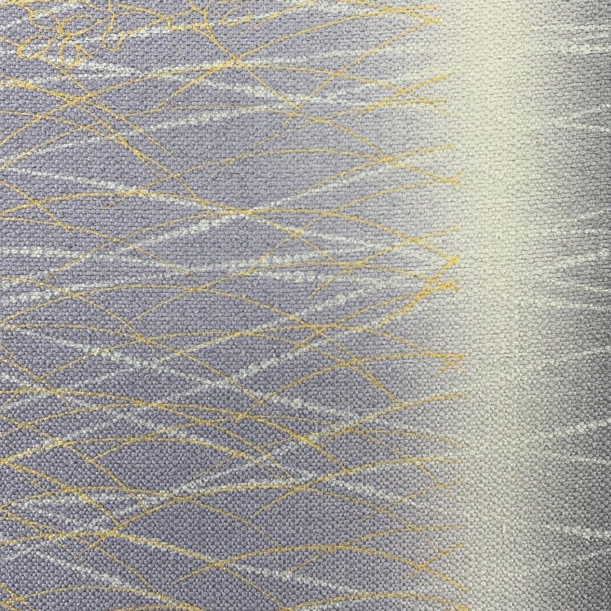 袋帯 秀品 幾何学模様 芝 染め分け 金彩 薄紫 全通 正絹