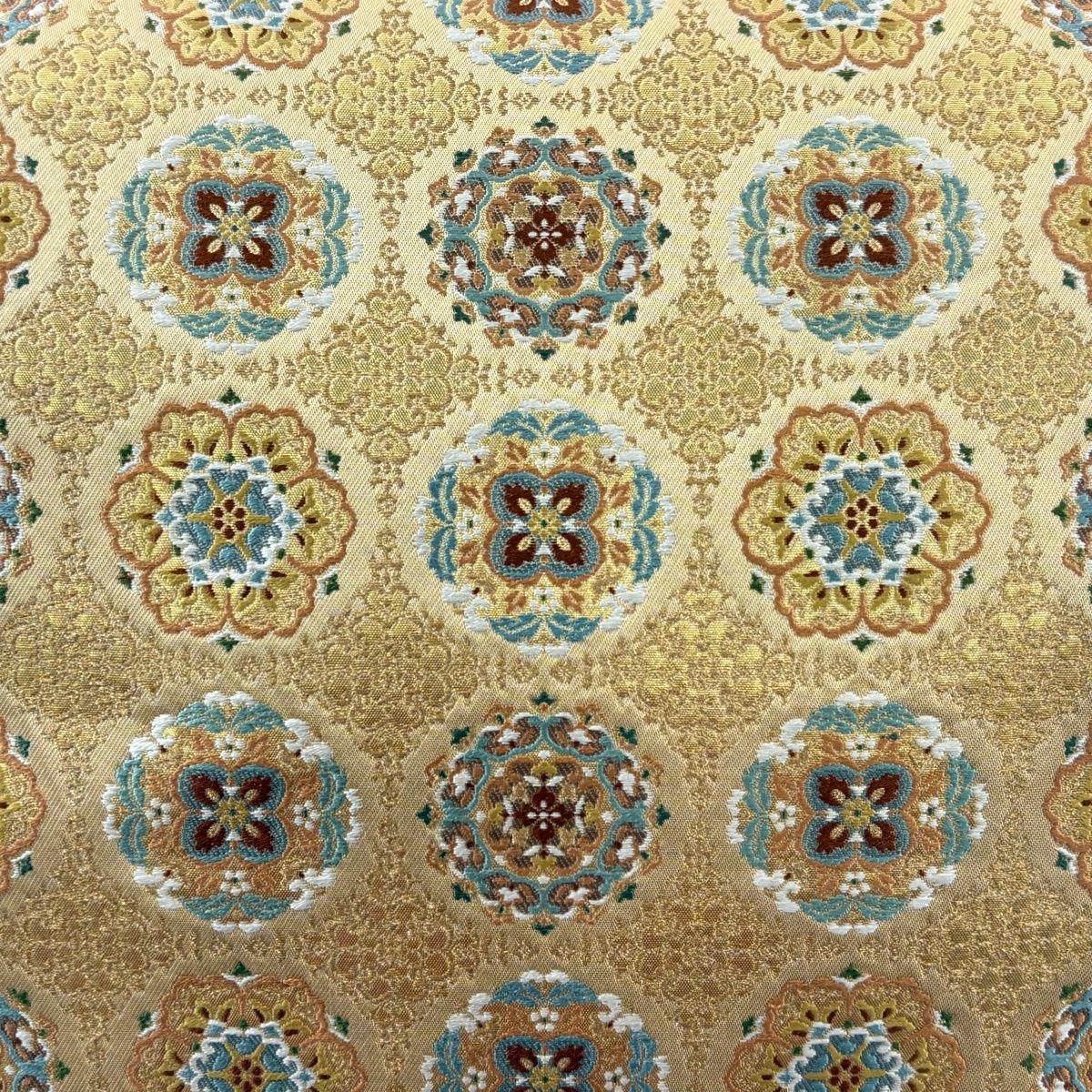 袋帯 秀品 服部織物 落款 華文 金糸 箔 金色 六通 正絹