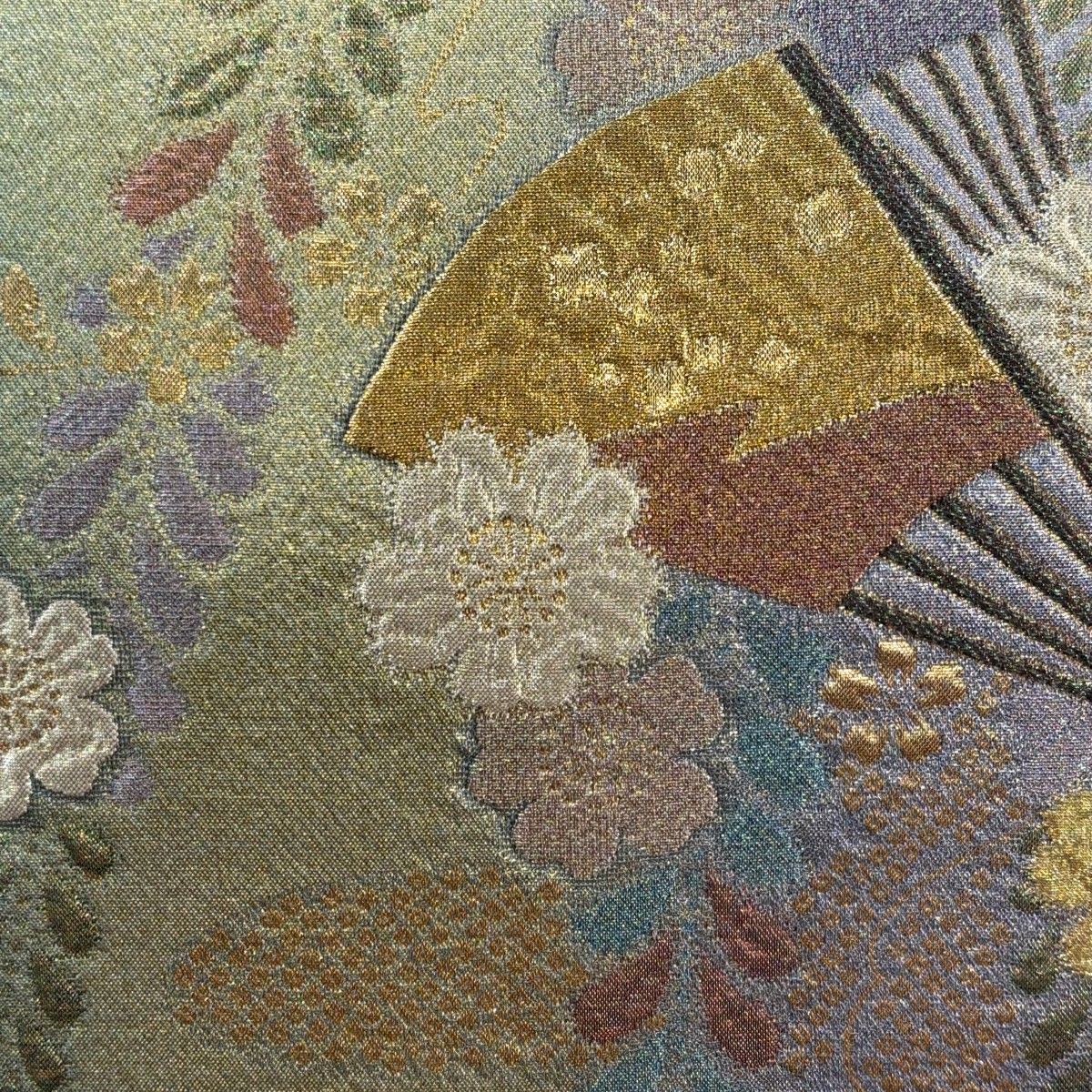 袋帯 秀品 桜 中啓 金糸 箔 薄紫 六通 正絹