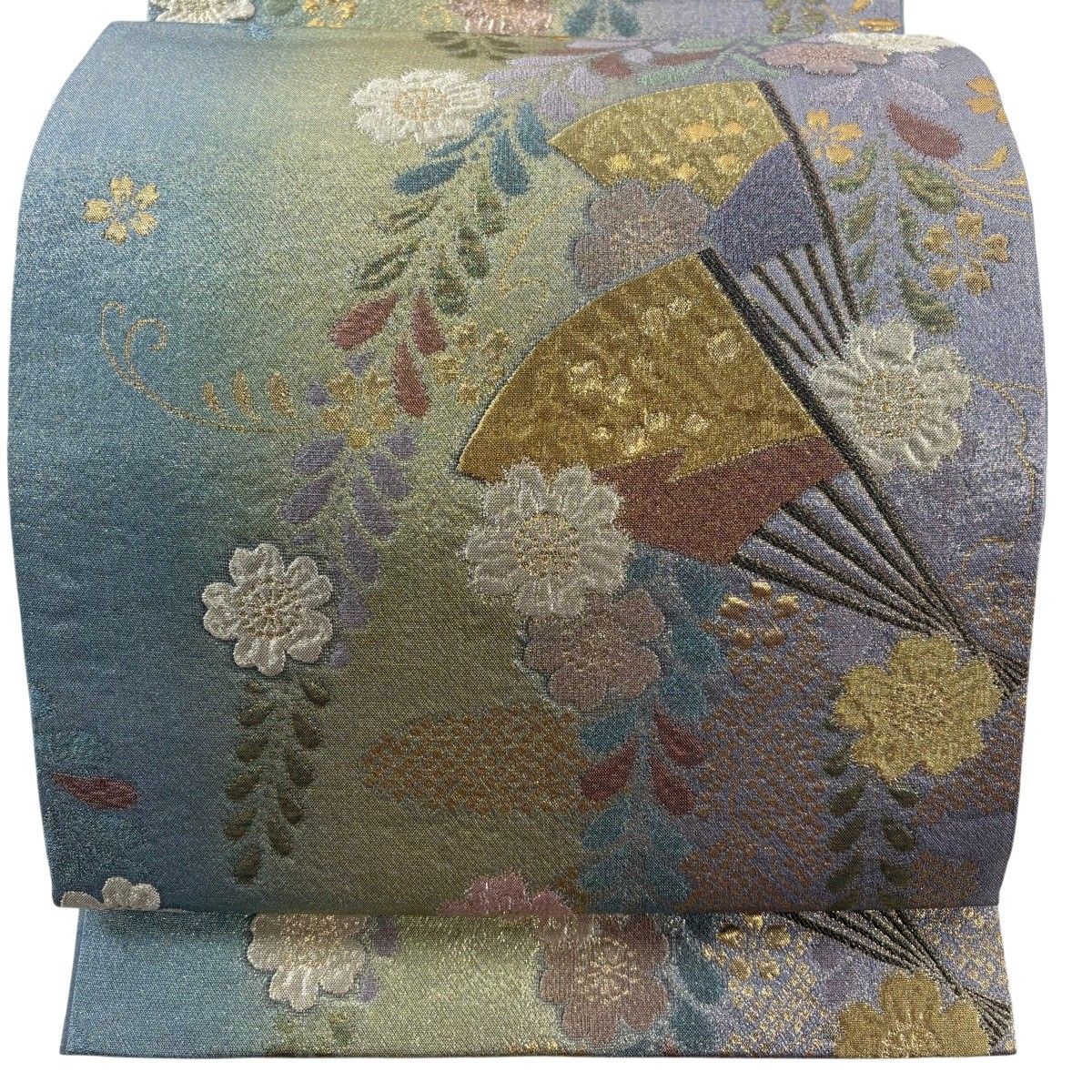 袋帯 秀品 桜 中啓 金糸 箔 薄紫 六通 正絹