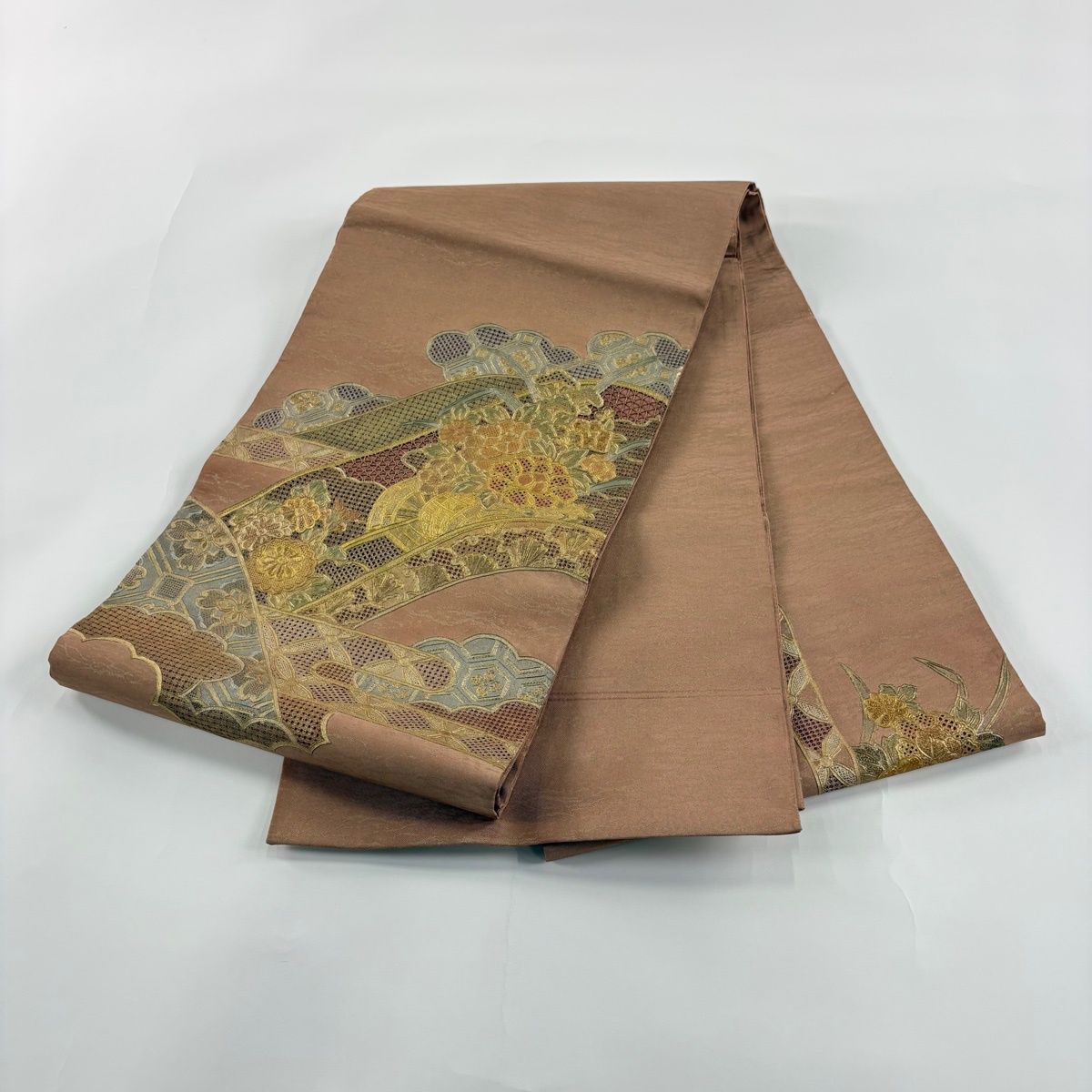 お太鼓柄］袋帯 中古品 刺繍 450cm O-833中古】 刺繍 袋帯 フォーマル