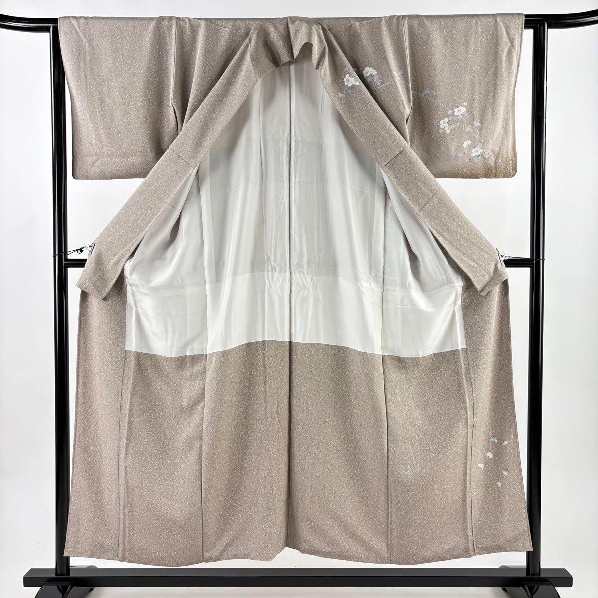  訪問着 身丈152.5 cm 裄丈62.5 S 袷 落款 枝花 ぼかし 薄小豆 正絹 秀品 訪問着 付け下げ 着物