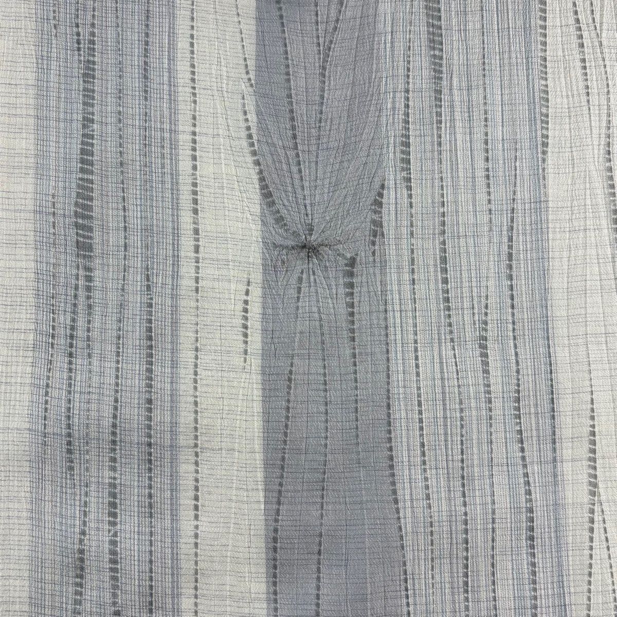  反物 名品 小紋 大島紬地 証紙 縞 絞り 灰色 正絹 その他 着物反物
