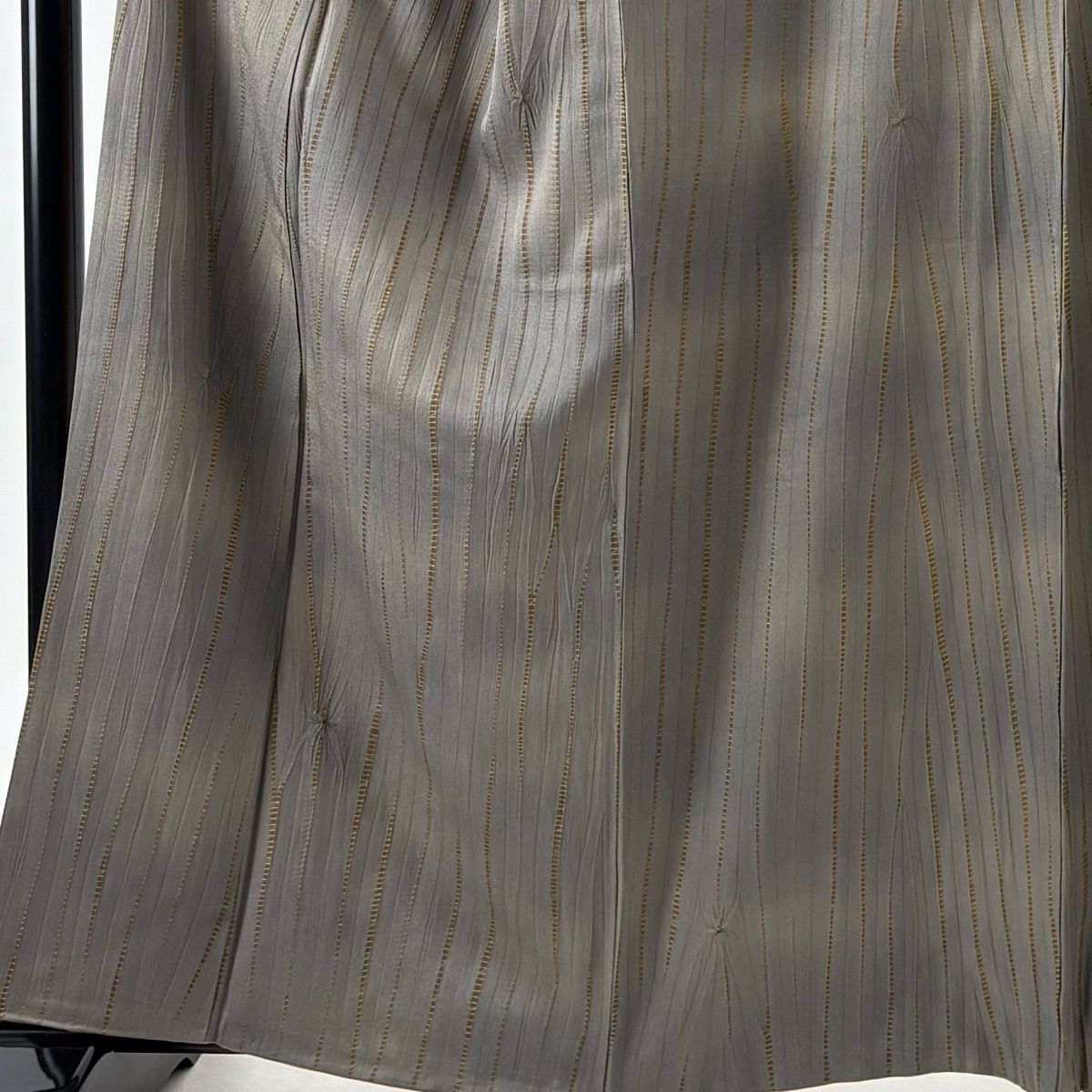 小紋 身丈160.5 cm 裄丈66 M 袷 名古屋帯セット 幾何学模様 絞り ぼかし 灰緑 正絹 秀品