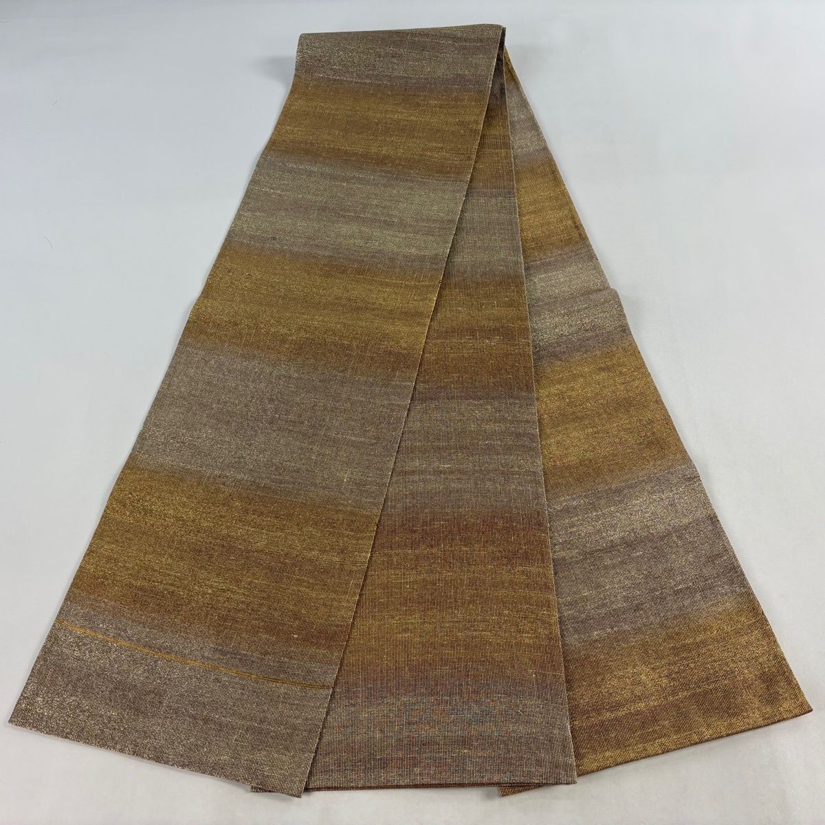 袋帯 桝屋高尾 落款 段霞文 箔 金色 全通 正絹 袋帯 帯 着物