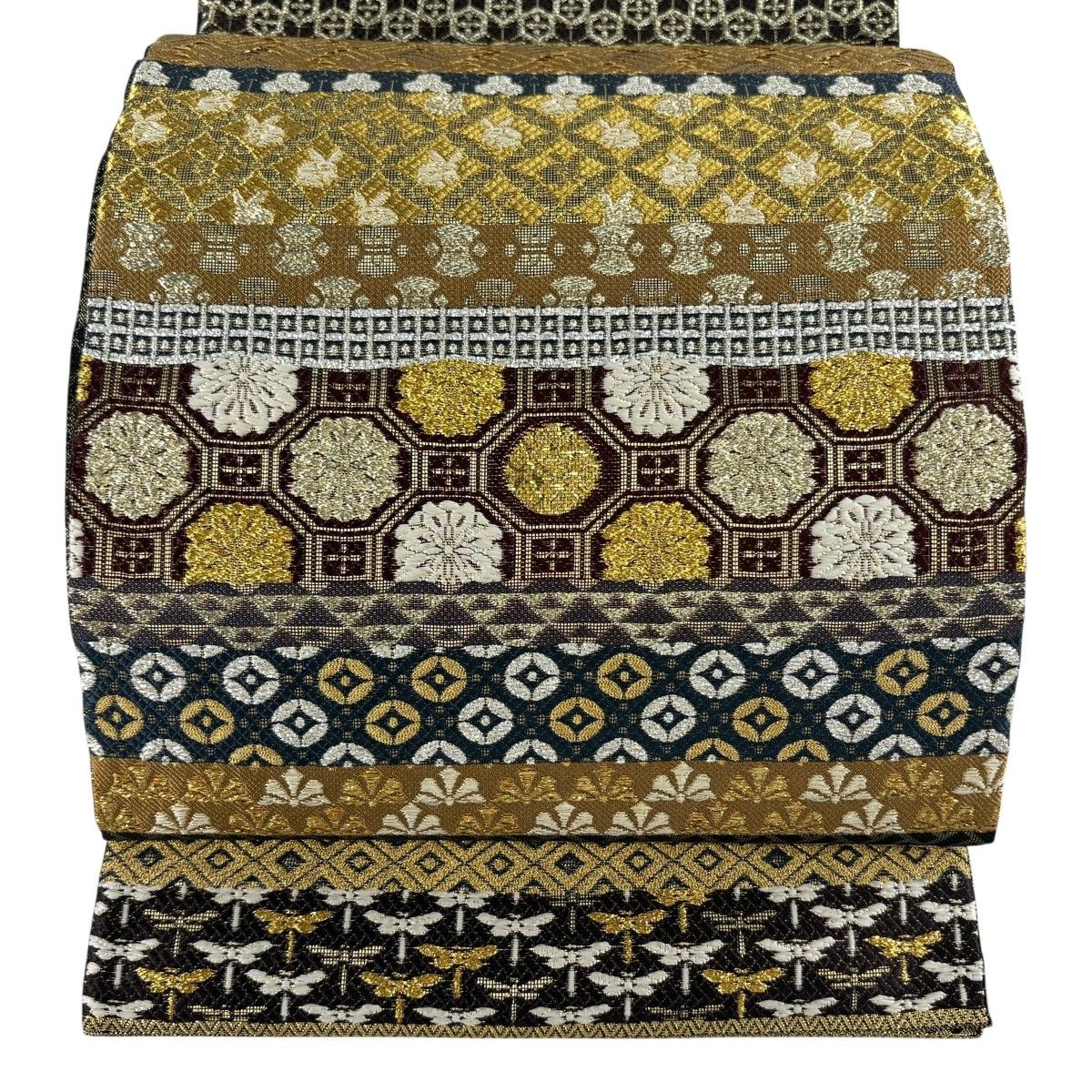 袋帯 誉田屋源兵衛 落款 蜀江文 うさぎ 箔 金銀糸 金色 全通 正絹