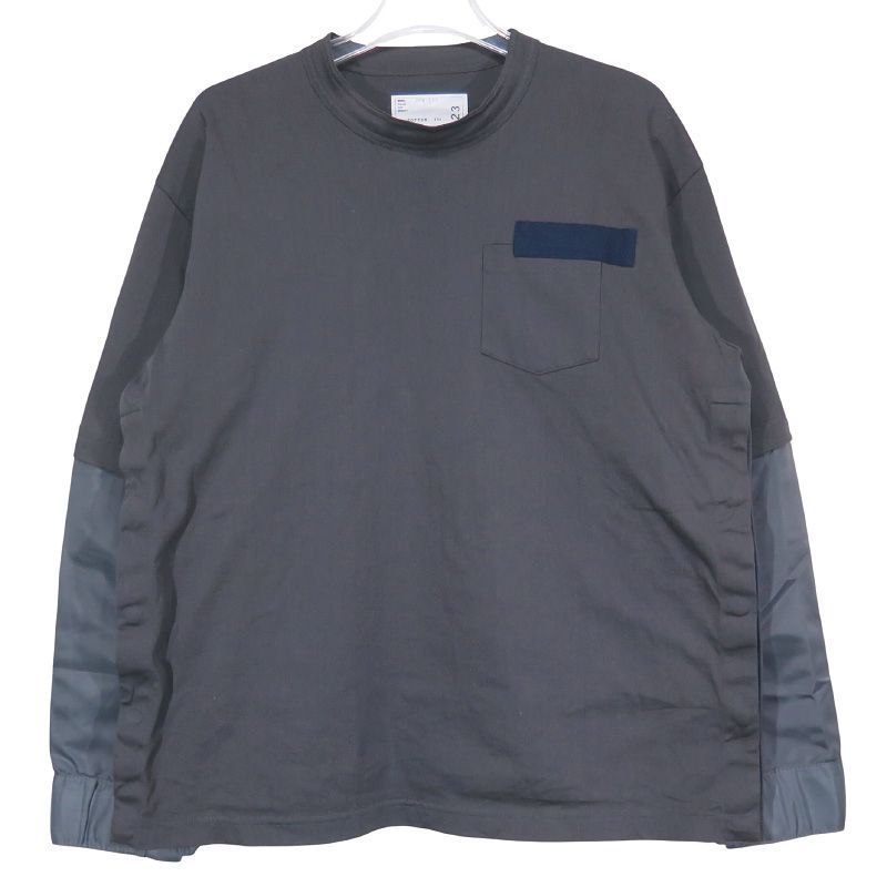 sacai サカイ NYLON TWILL & COTTON JERSEY L/S T-SHIRT SCM-223
