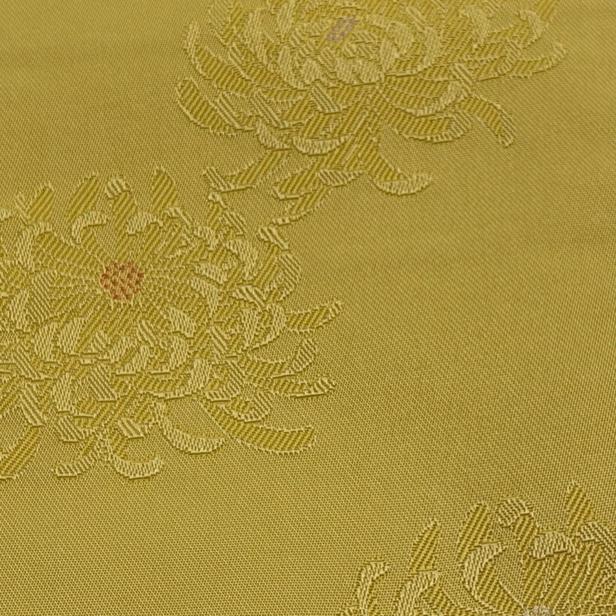 半幅帯 優品 kumikyoku 菊 からし色 化繊