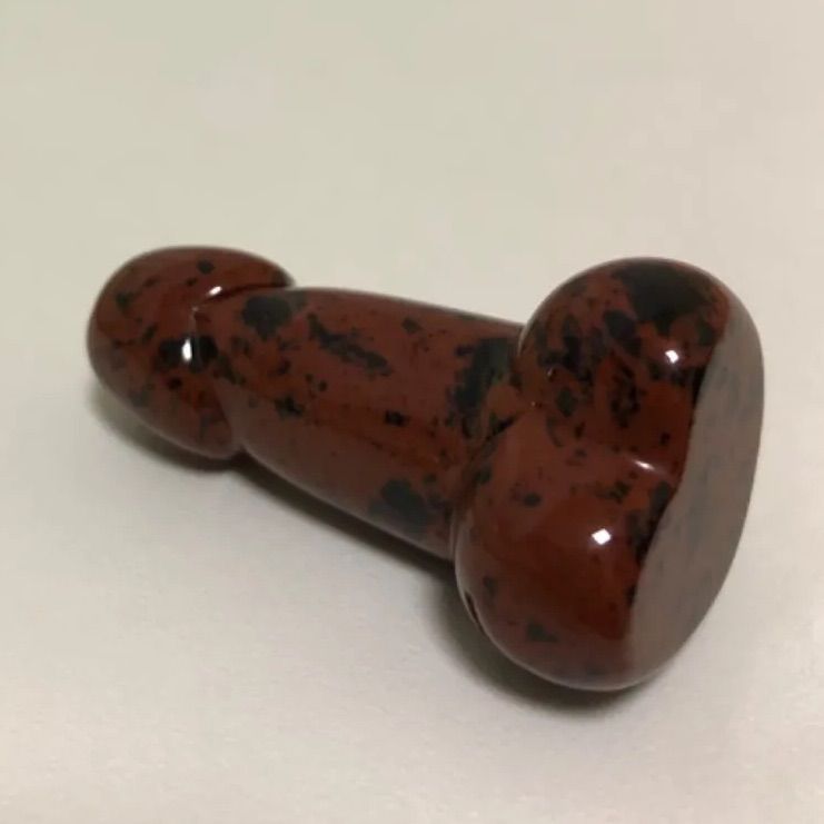 開運‼︎5㎝ ペニス像 縁起物 天然石 マホガニー オブシディアン風水
