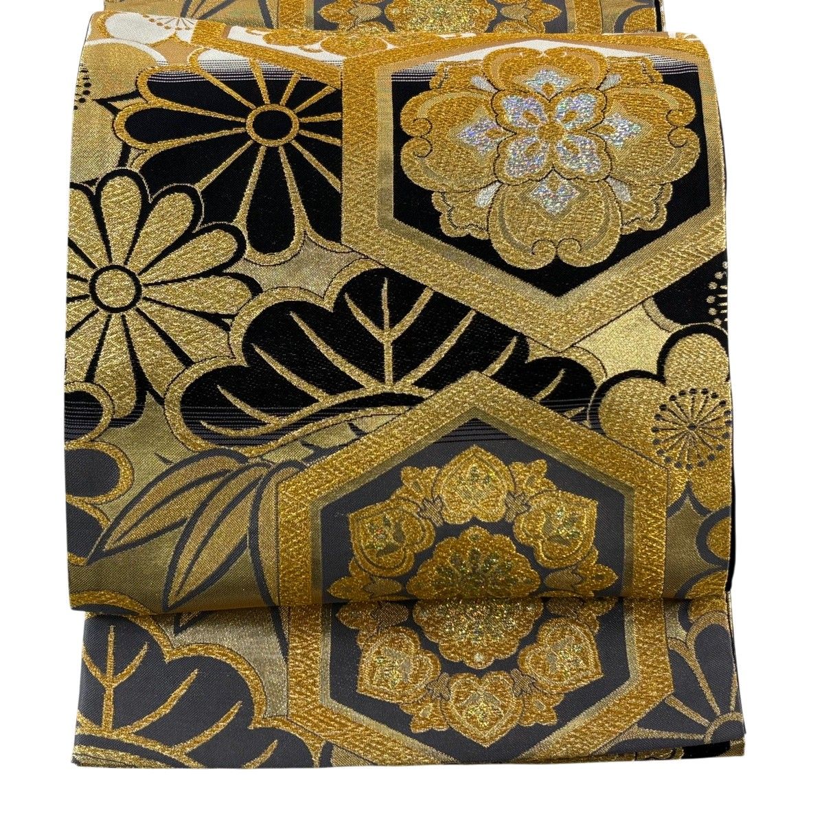 袋帯 秀品 亀甲 花 金糸 箔 灰紫 六通 正絹 【中古】 - メルカリ