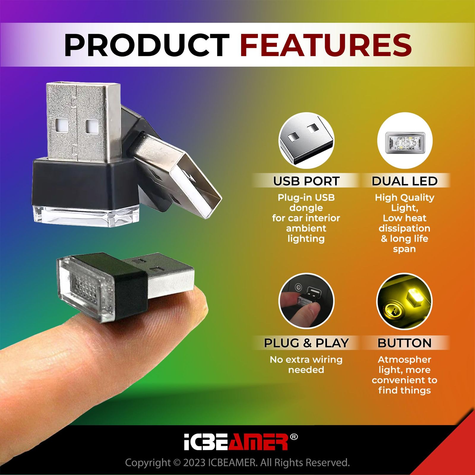 すごく素早い対応させていただきます！ ICBEAMER USB LED Miniature Night Interface Atmosphere Ambient