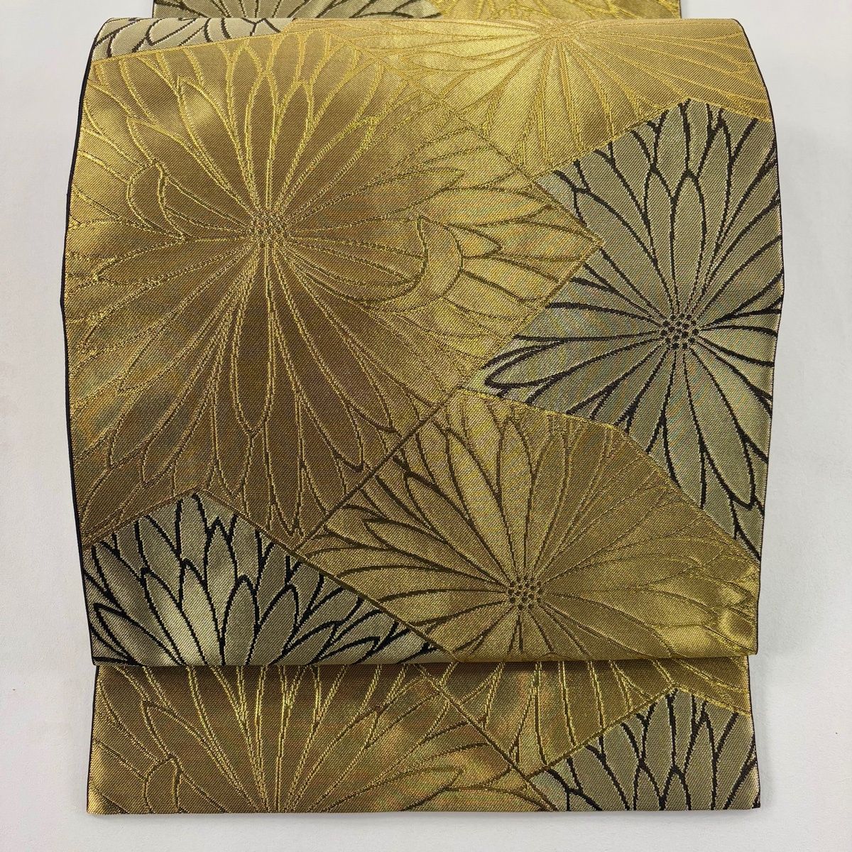 超美品】袋帯 六通 黄金織綴れ 米百俵 本金プラチナ 青木