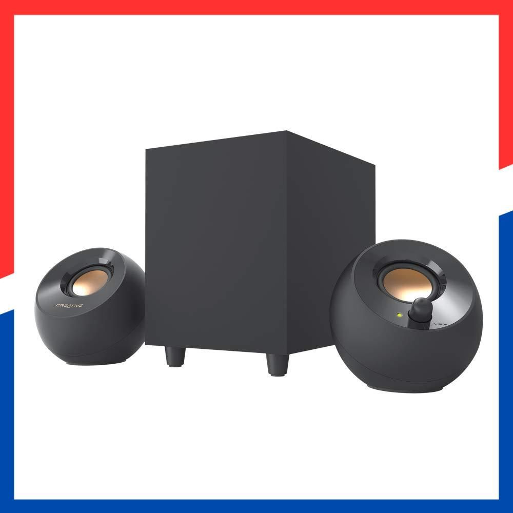 商品 サブウーファー付き USBパワー動作 コンパクト 2.1 ch Plus PC Pebble スピーカー ブラック Creative SP-PBLP-BK