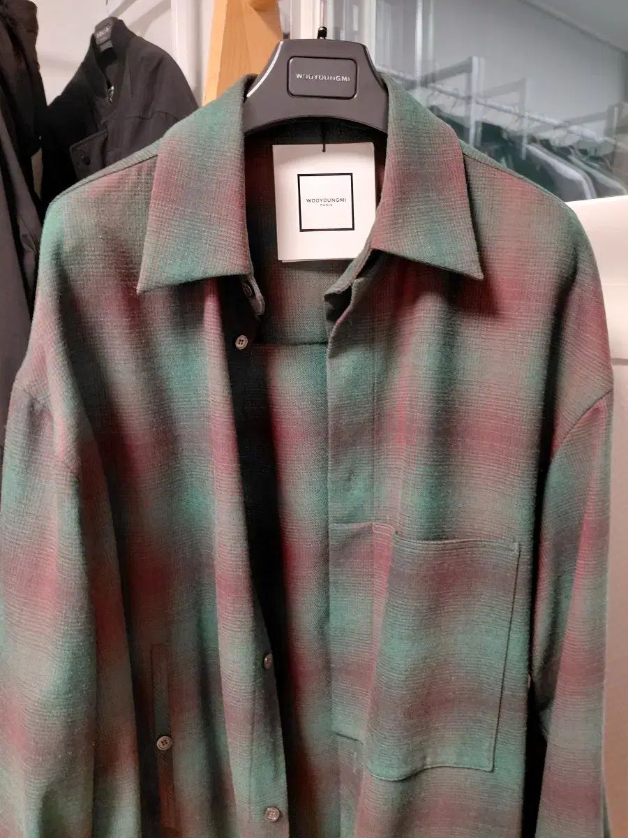 ウーヨンミ 21 FW グリーン CHECK ツーウェイ シャツ | 48