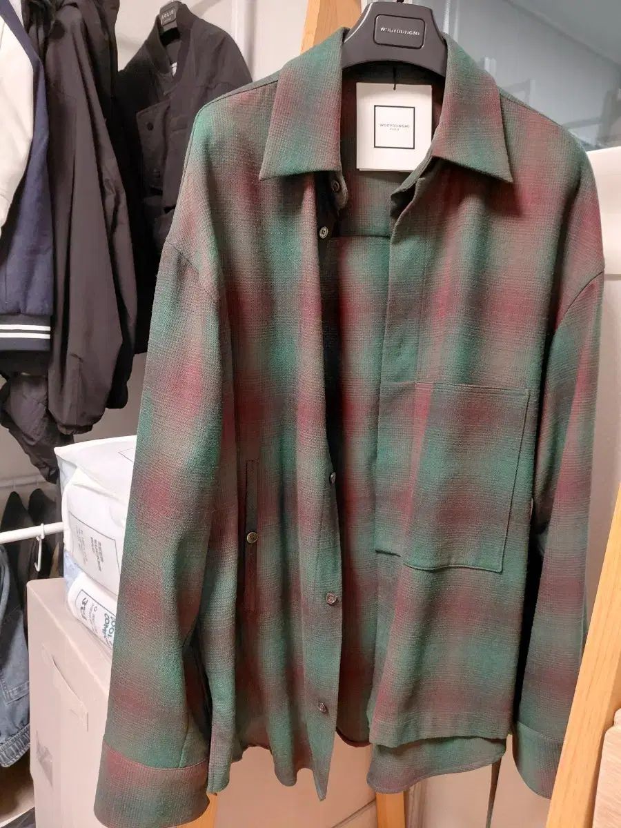 ウーヨンミ 21 FW グリーン CHECK ツーウェイ シャツ | 48