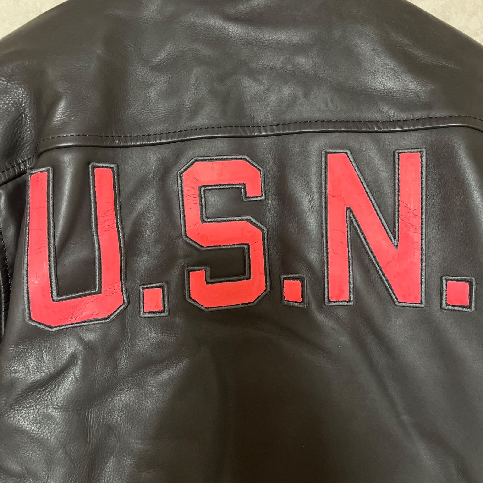 AVIREX U.S.NAVY デッキジャケット レザー M ブラック 美品 - メルカリ