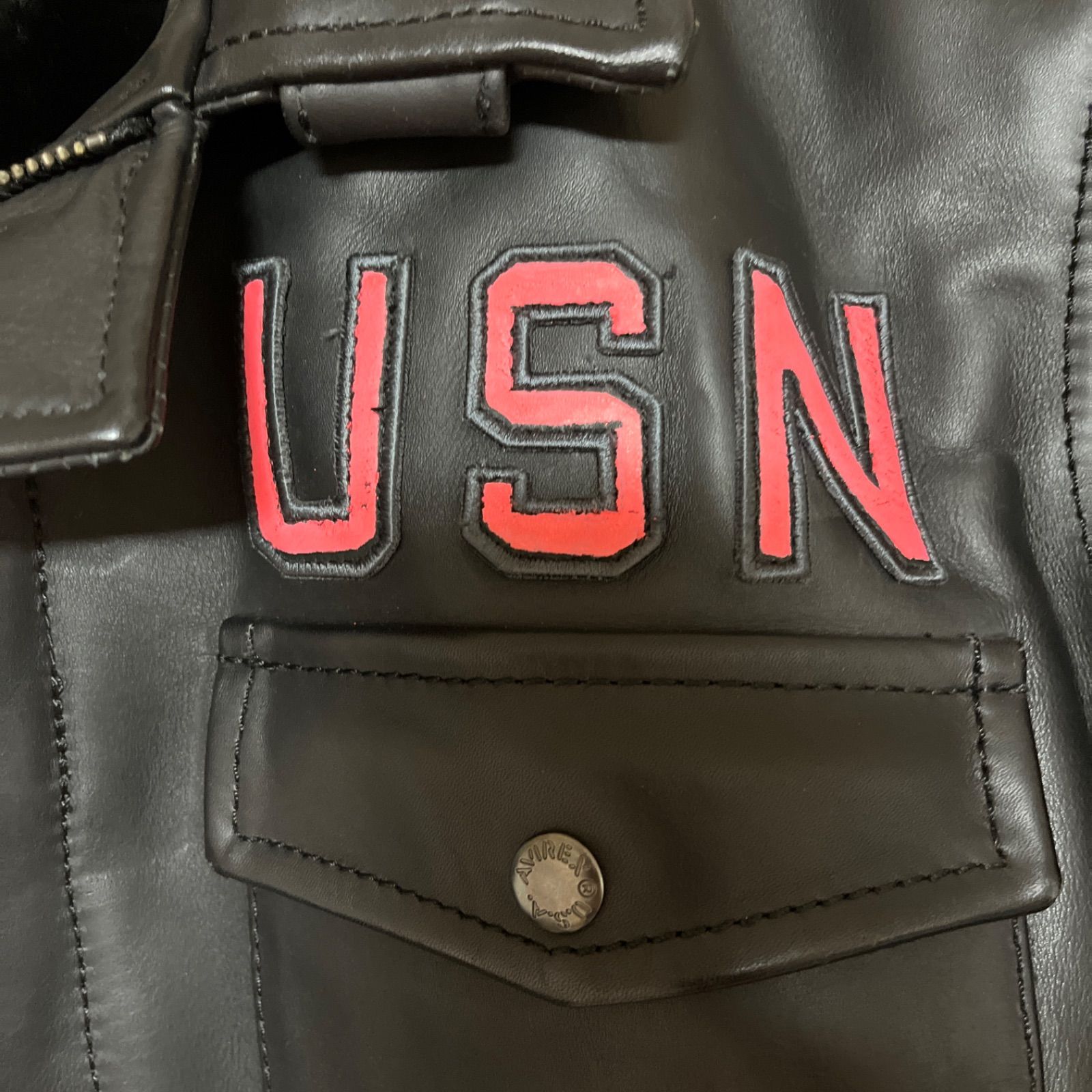 AVIREX U.S.NAVY デッキジャケット レザー M ブラック 美品 - メルカリ