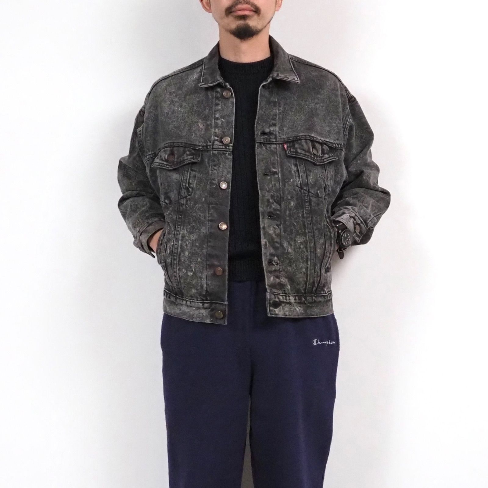88's Levi's 70507-0253 Black Acid Wash Denim Jacket M USA製