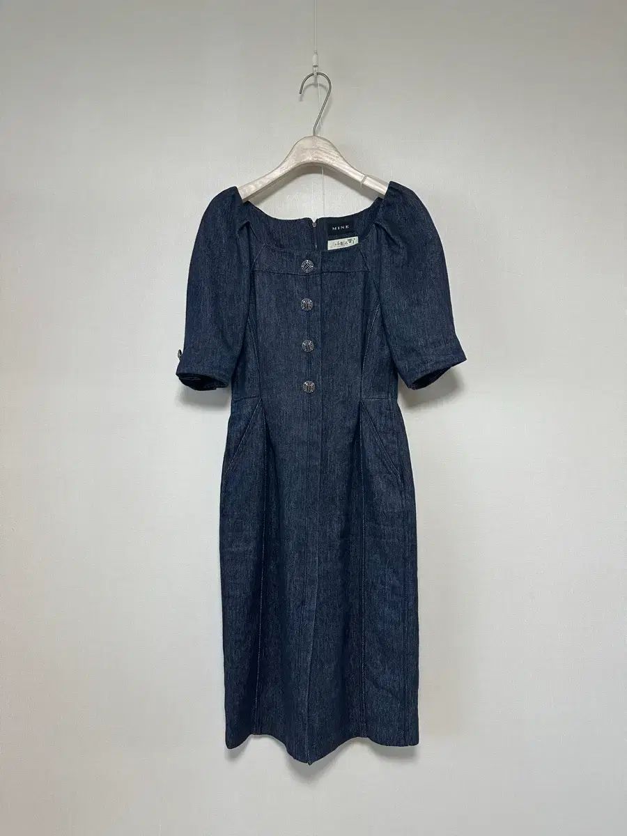 マイン22 スクエアネック パフスリーブ デニム ONE PIECE