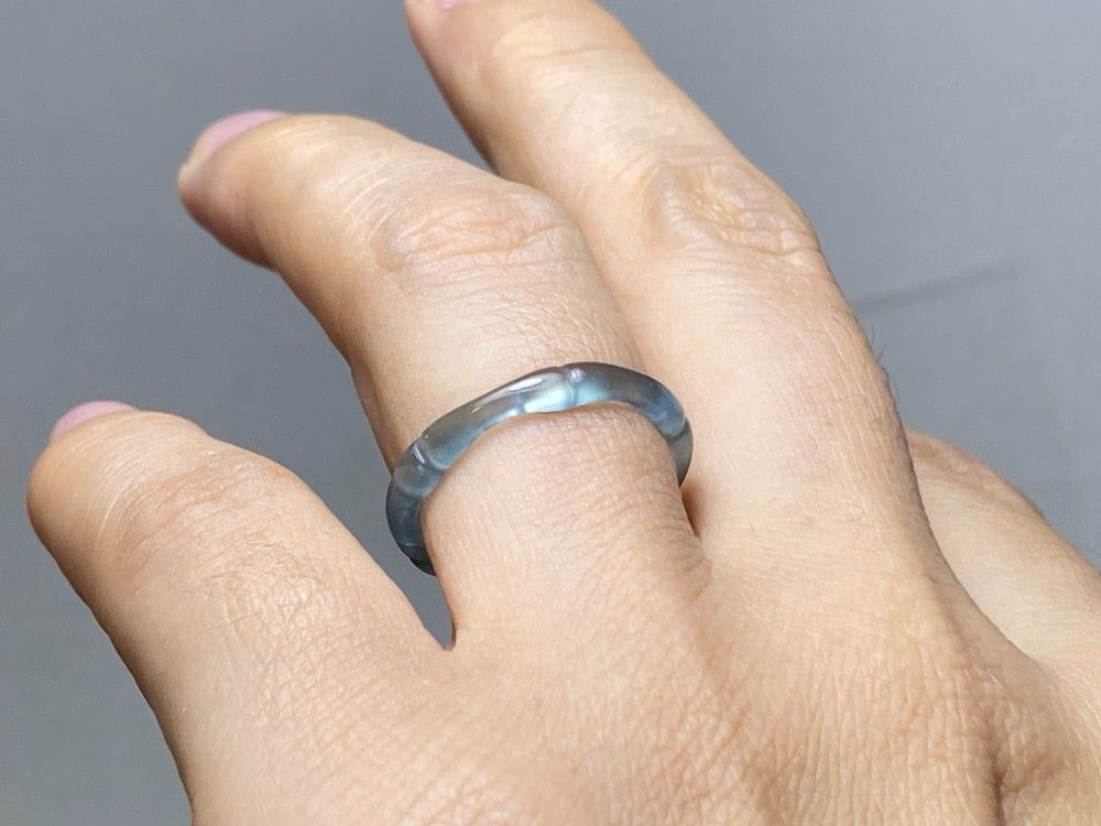 L15-219 高氷種 竹節 リング 水青色 12.0号 グアテマラ産 A貨 本翡翠